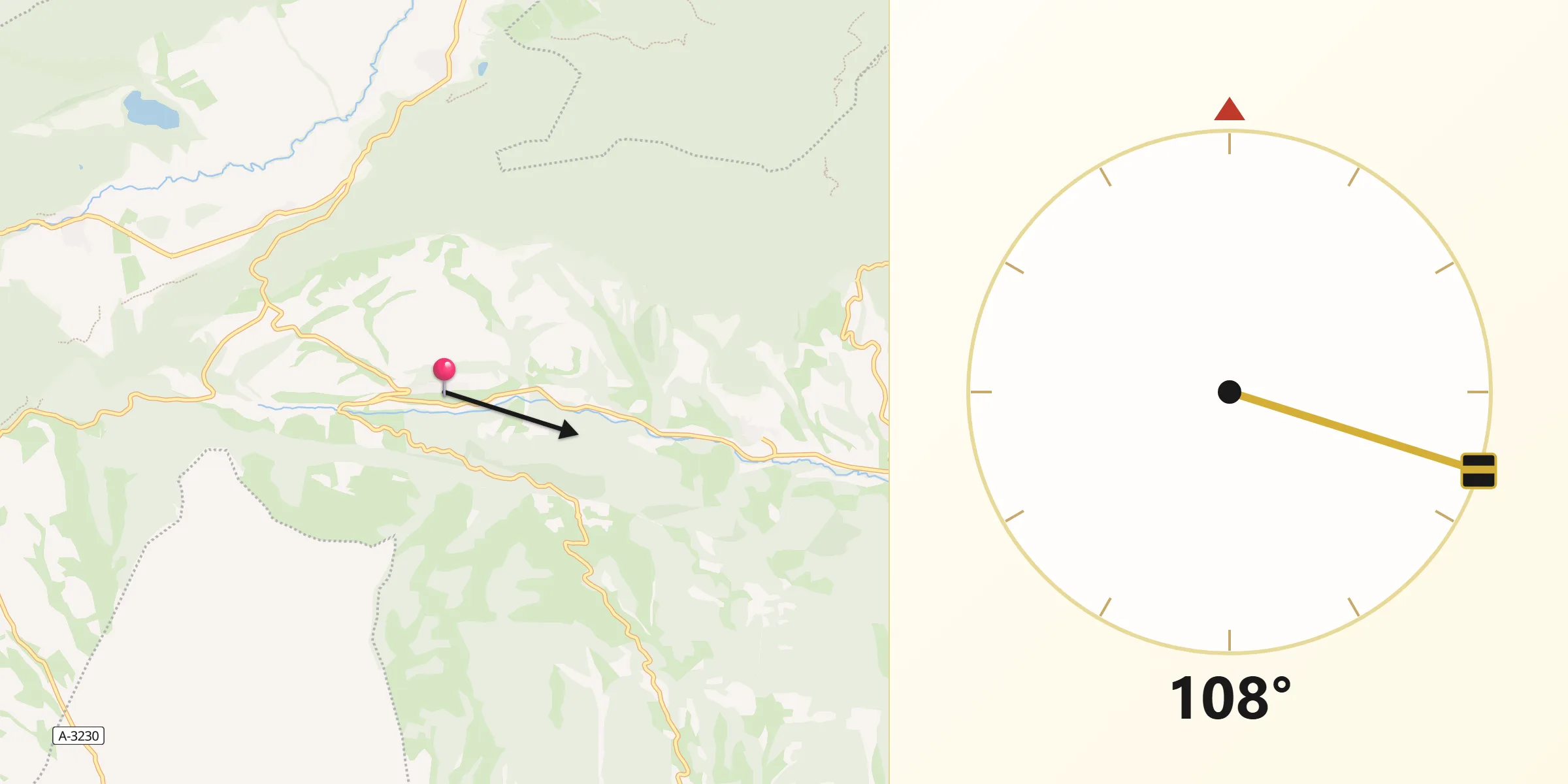Dirección de la Qibla desde Aguilar de Codés