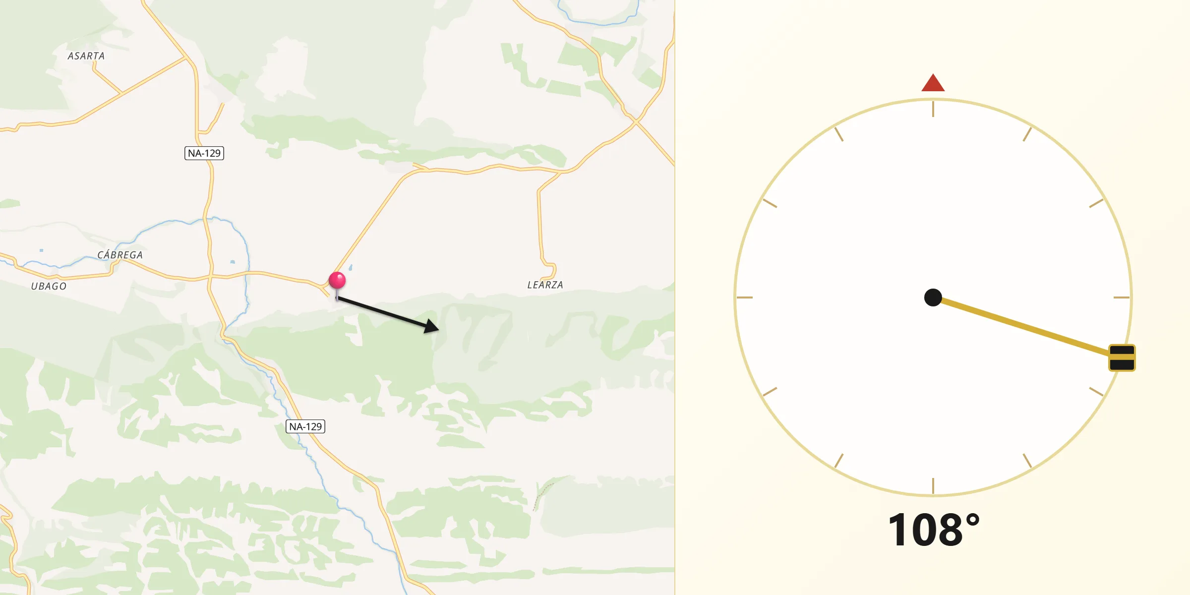 Dirección de la Qibla desde Sorlada
