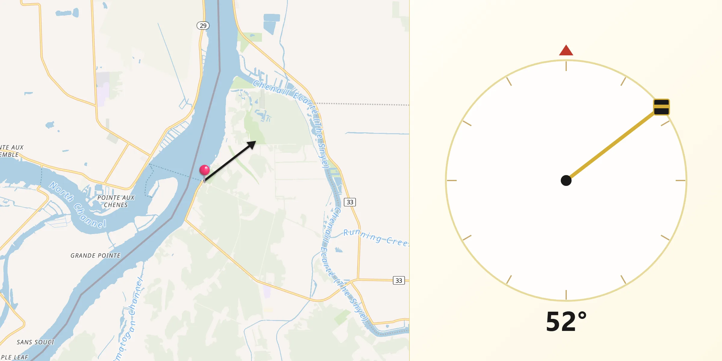 Qibla Direction from Walpole Island