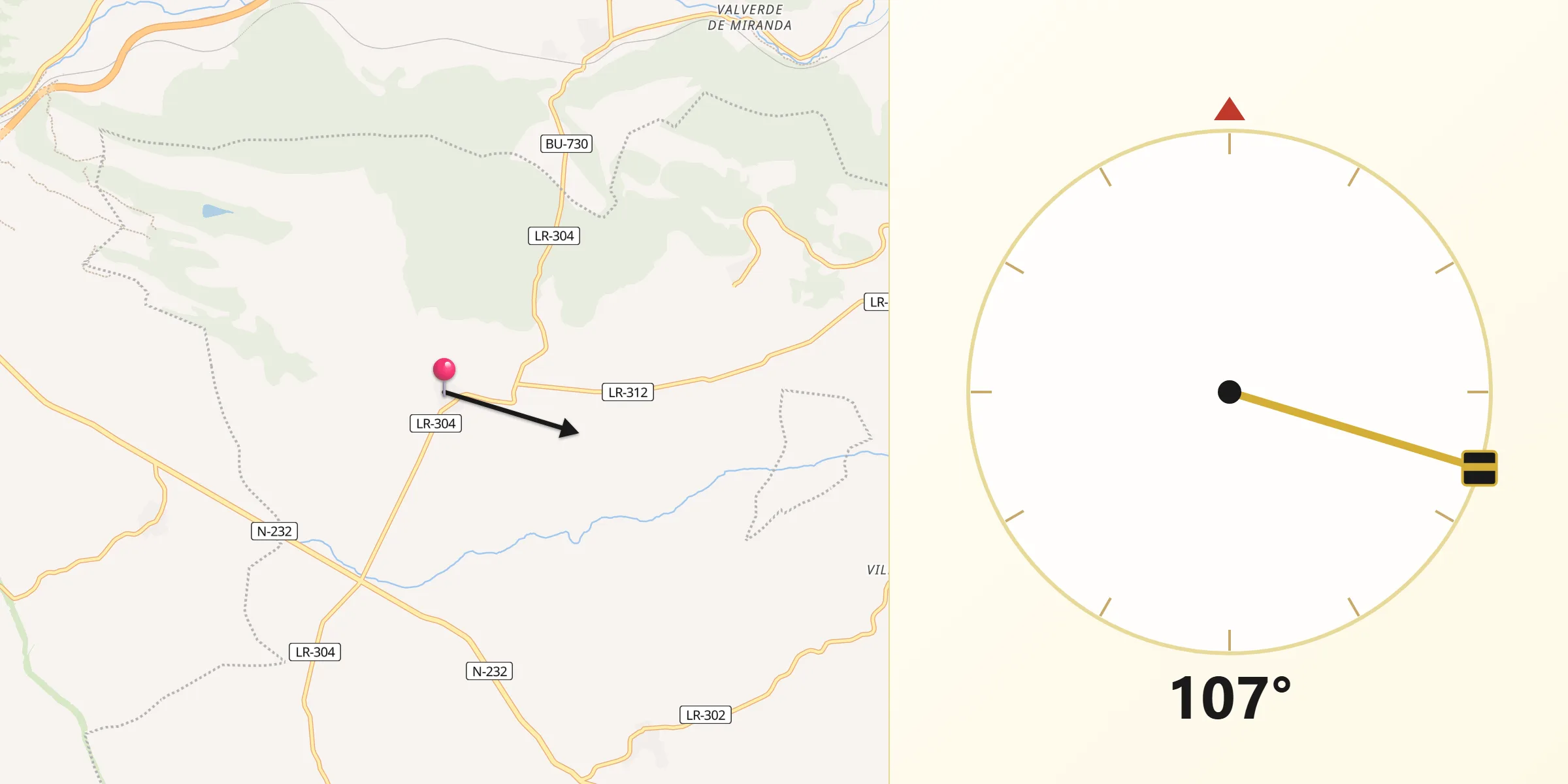 Dirección de la Qibla desde Foncea