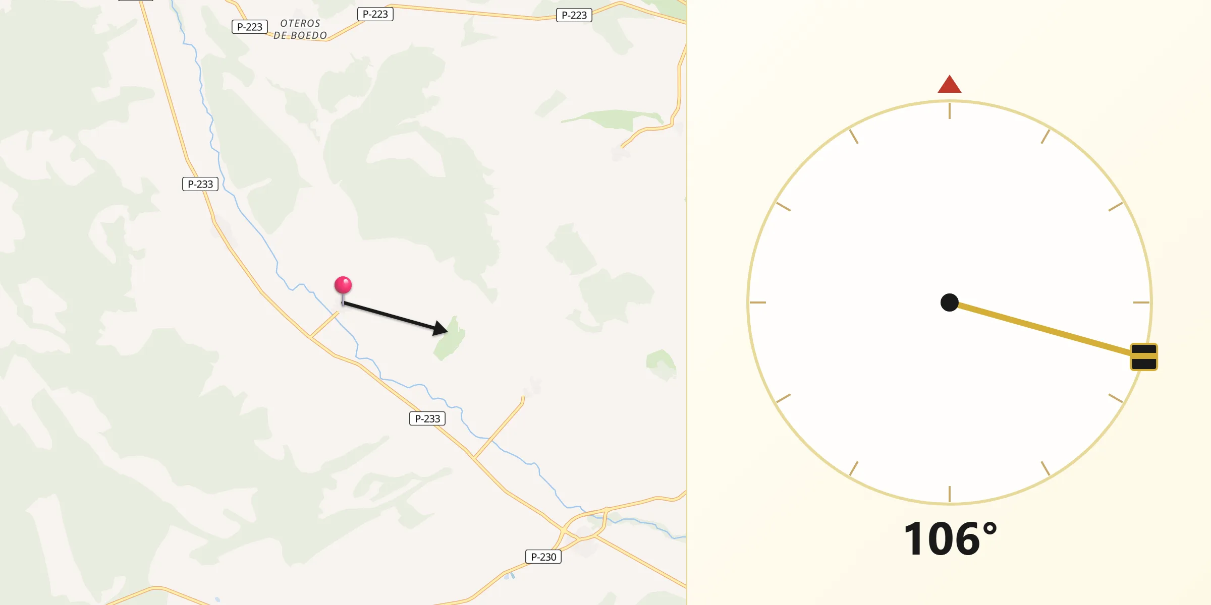Dirección de la Qibla desde Collazos de Boedo