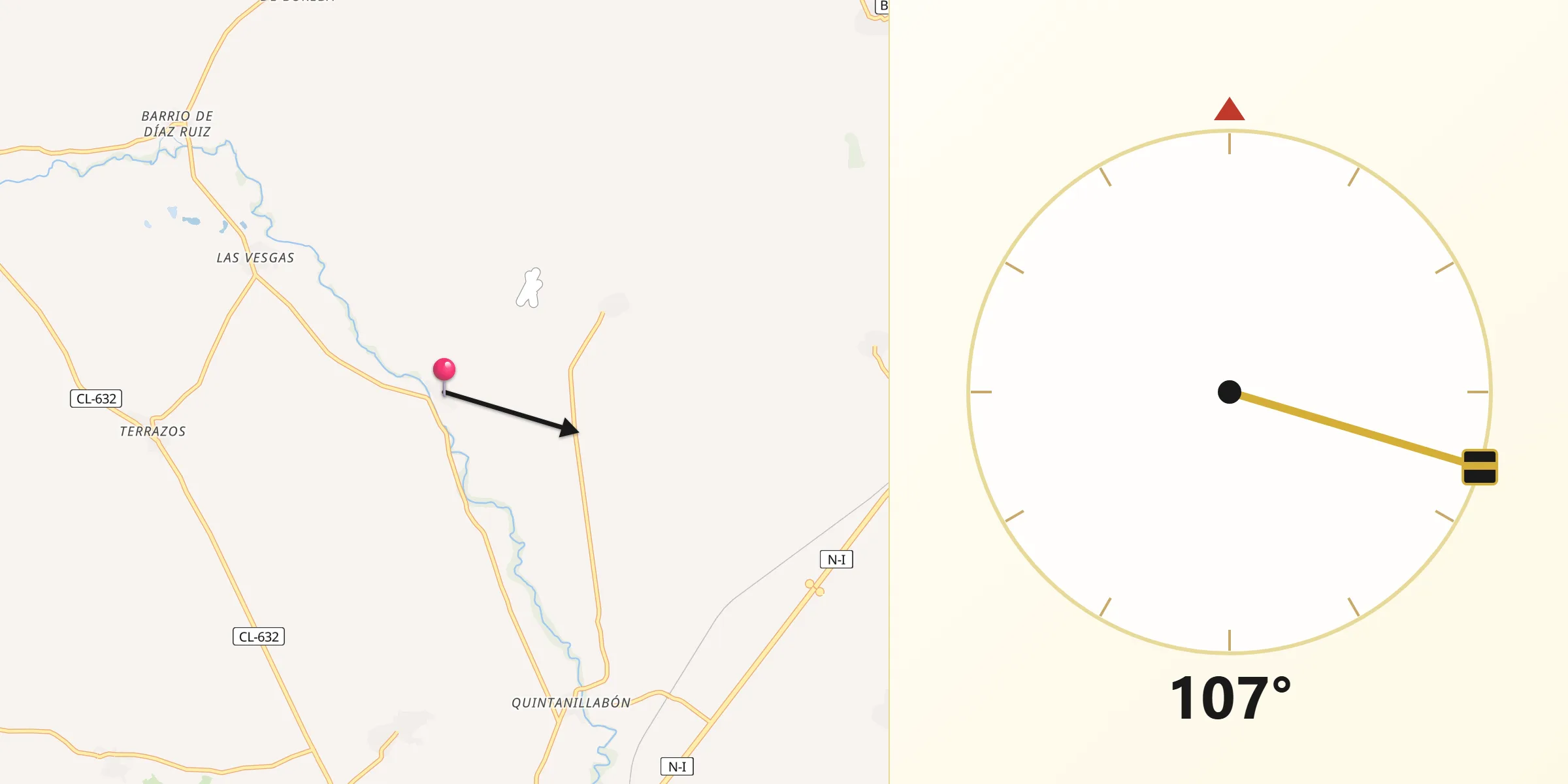 Dirección de la Qibla desde Vileña