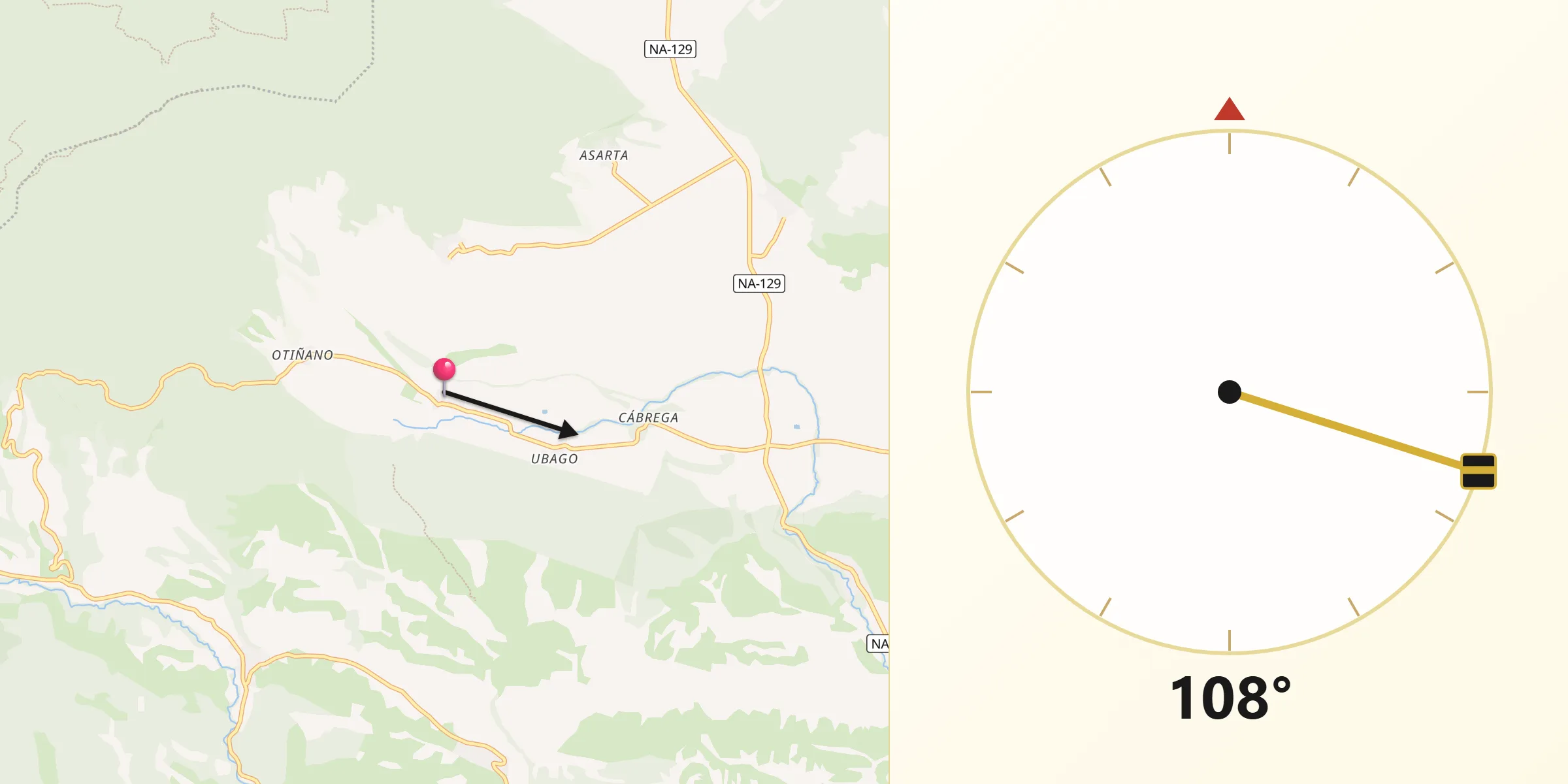 Dirección de la Qibla desde Mirafuentes