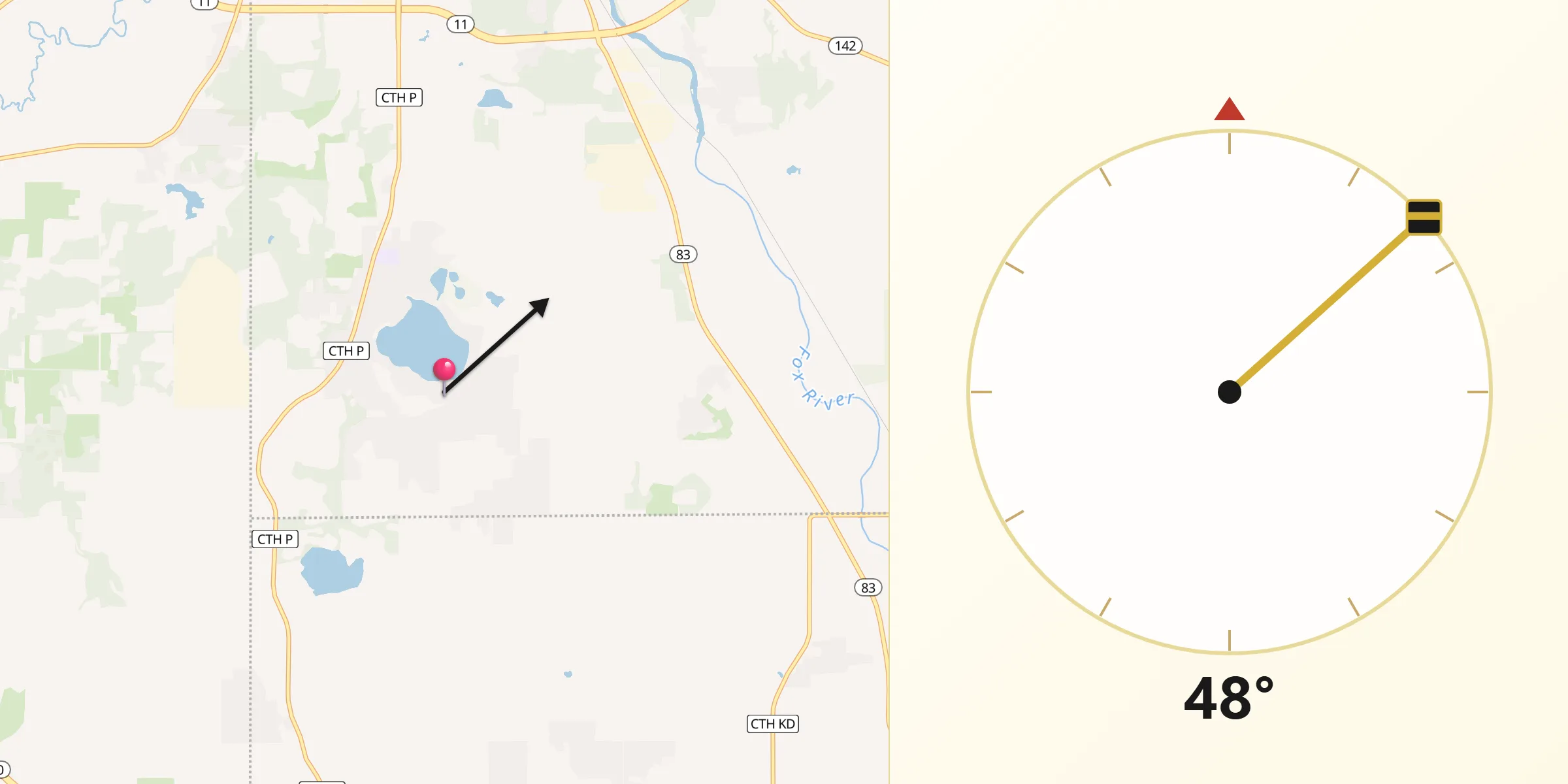 Qibla Direction from Bohners Lake