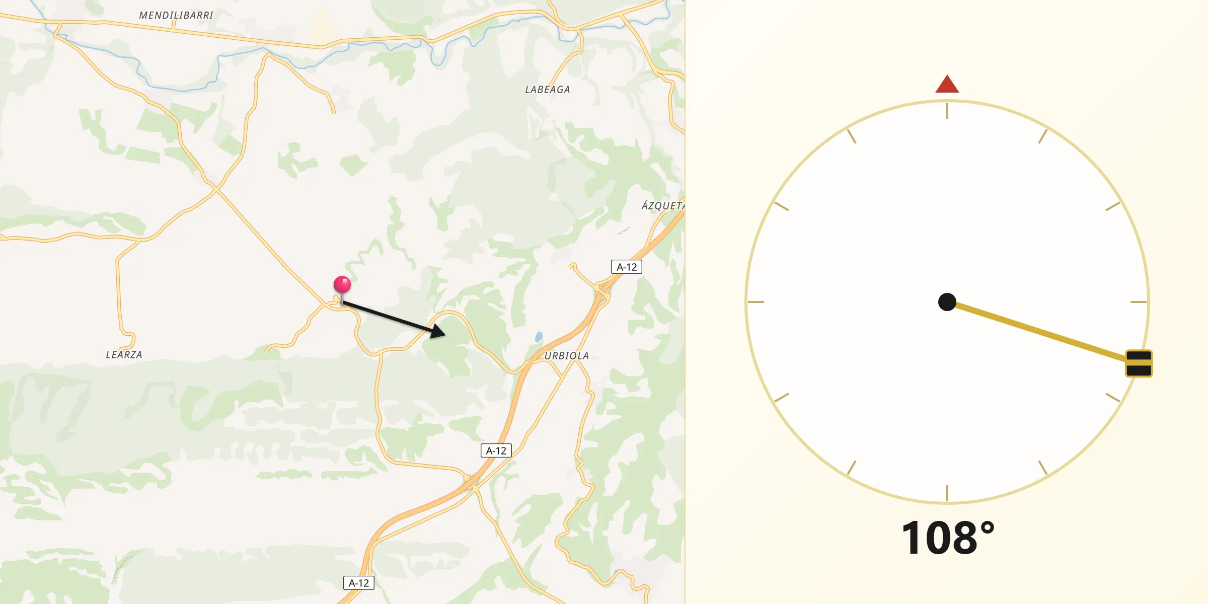 Dirección de la Qibla desde Olejua