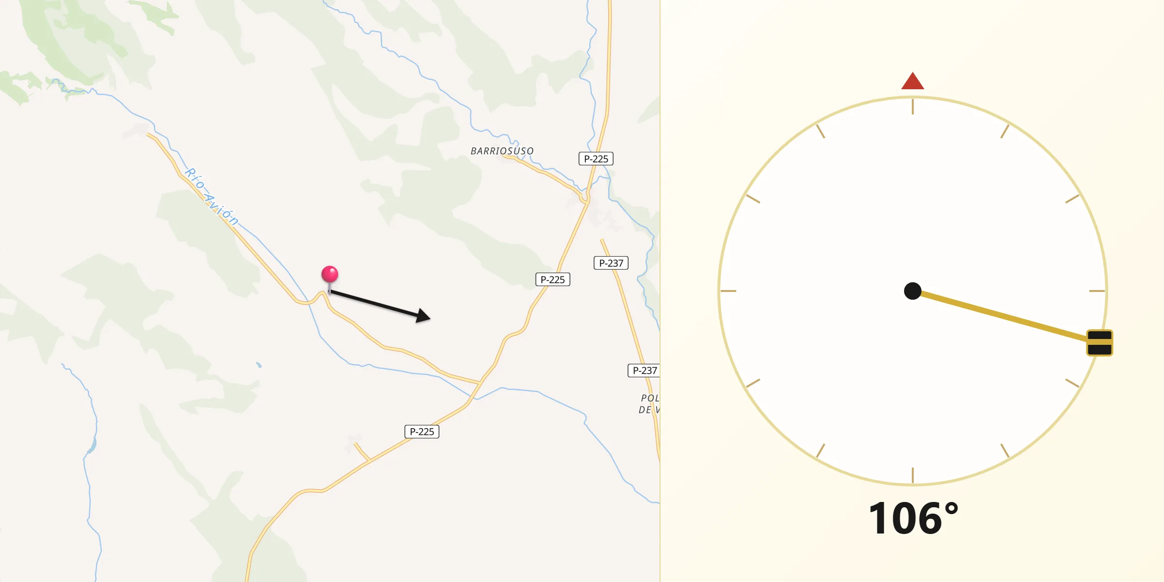 Dirección de la Qibla desde Ayuela
