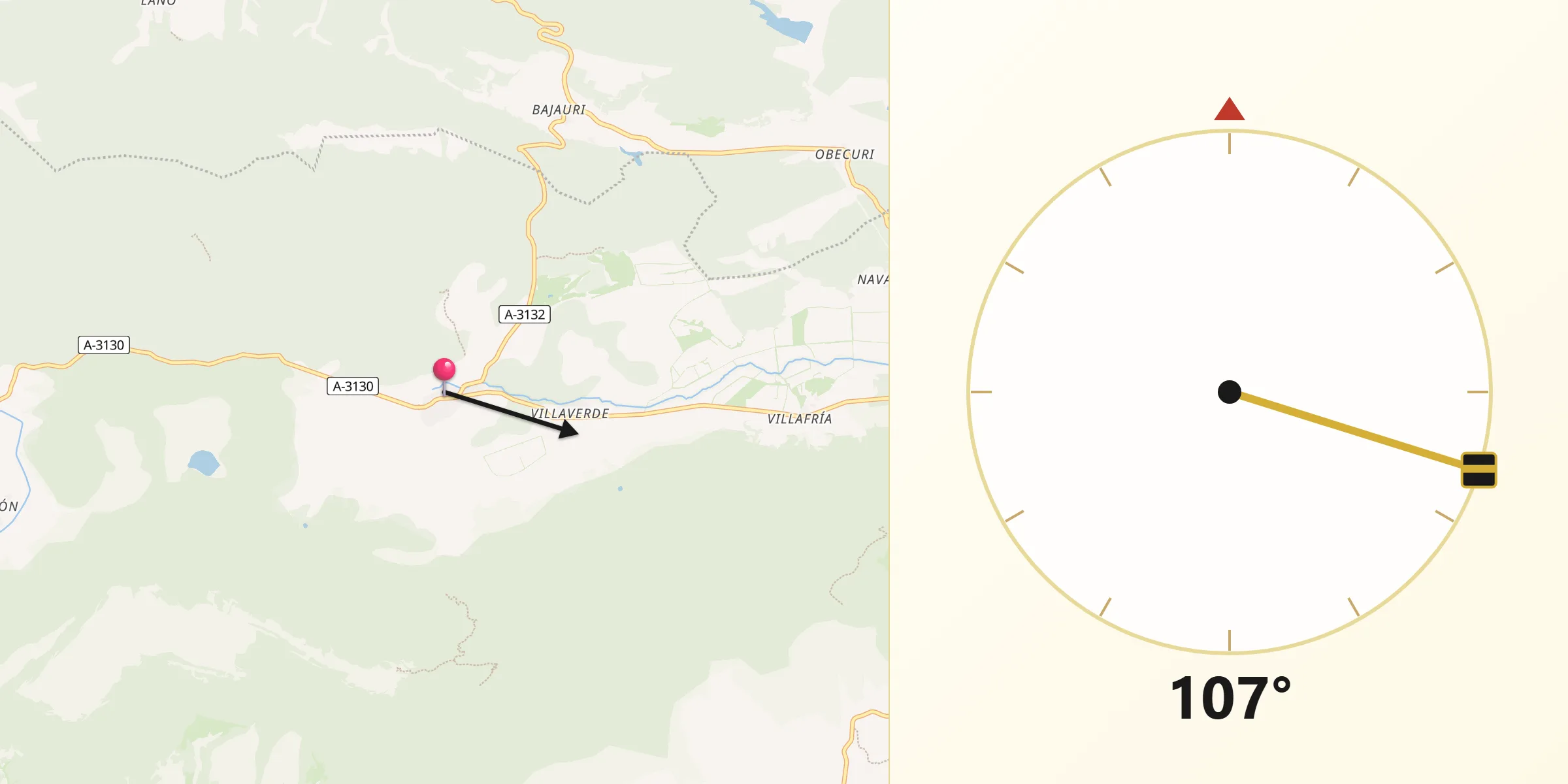 Dirección de la Qibla desde Lagrán