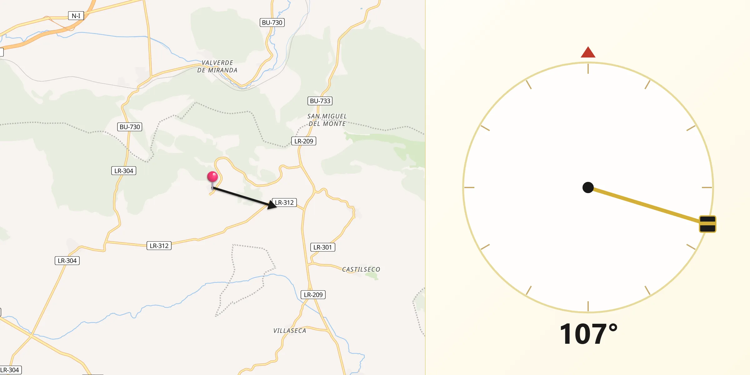 Dirección de la Qibla desde Cellorigo