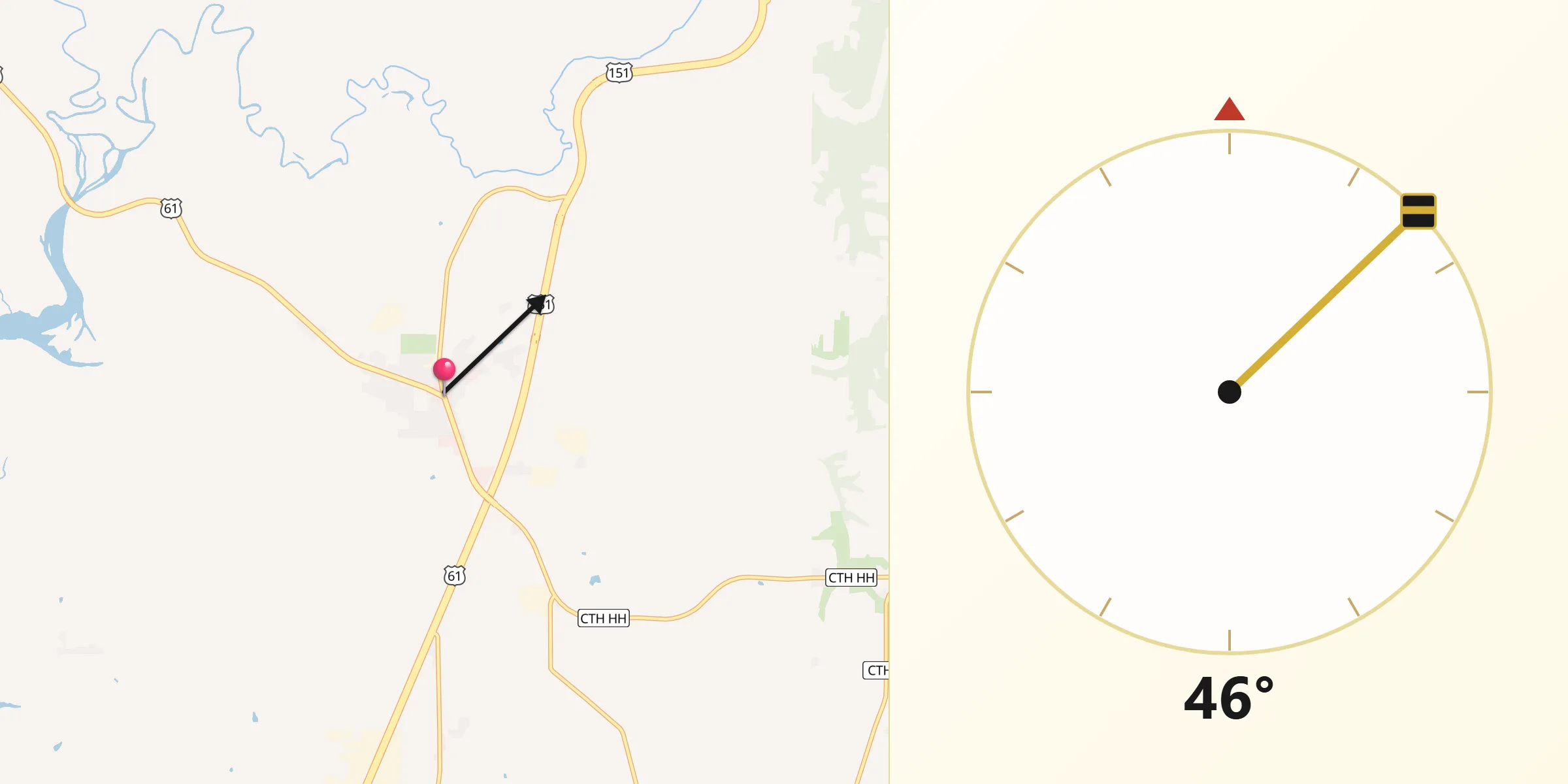 Qibla Direction from Dickeyville