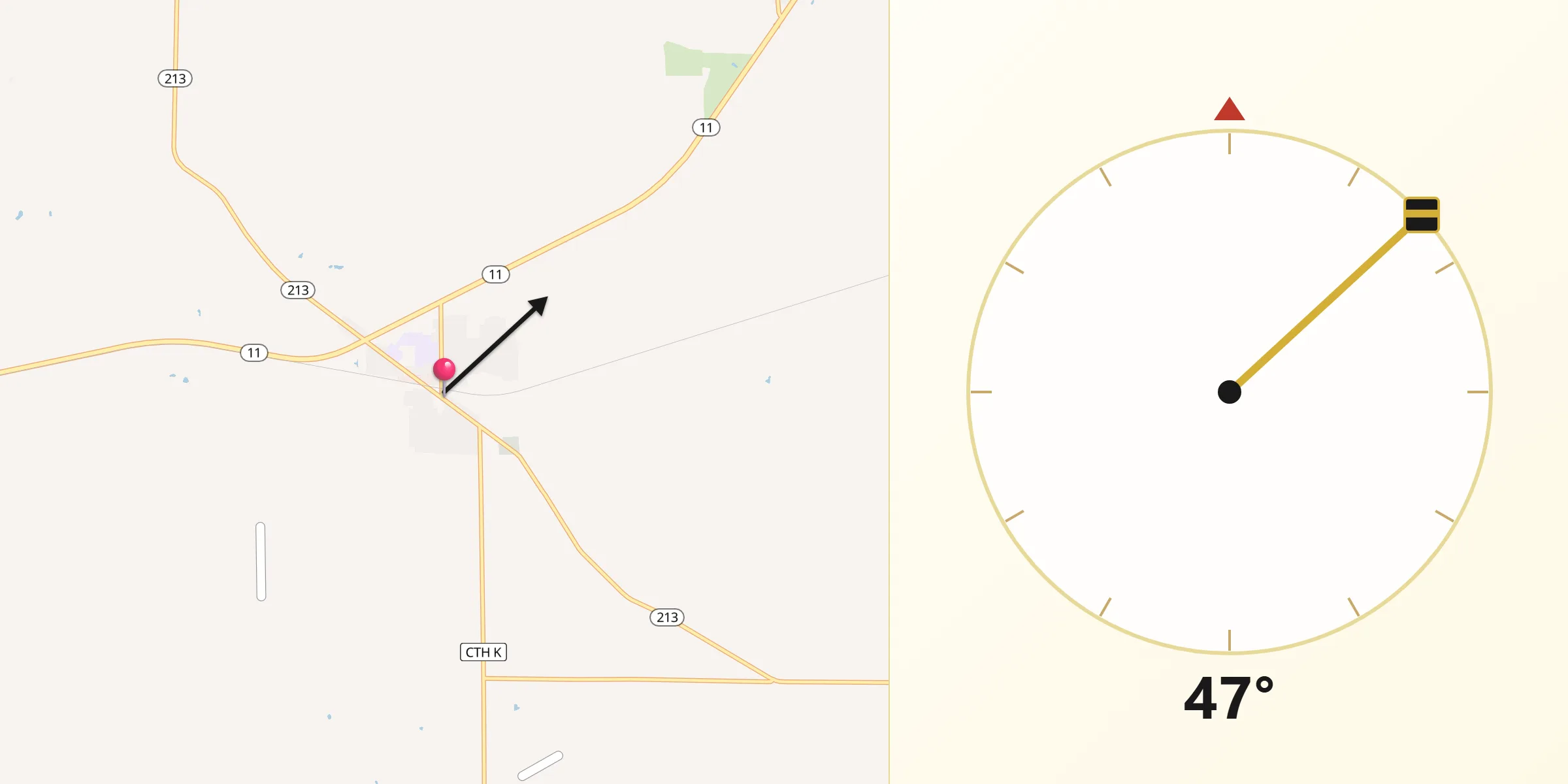 Qibla Direction from Orfordville