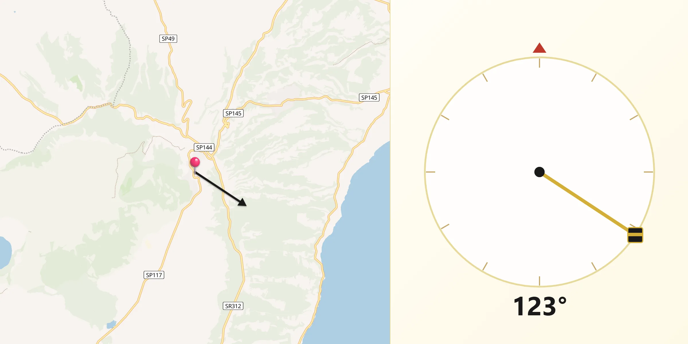 Direzione della Qibla da Latera
