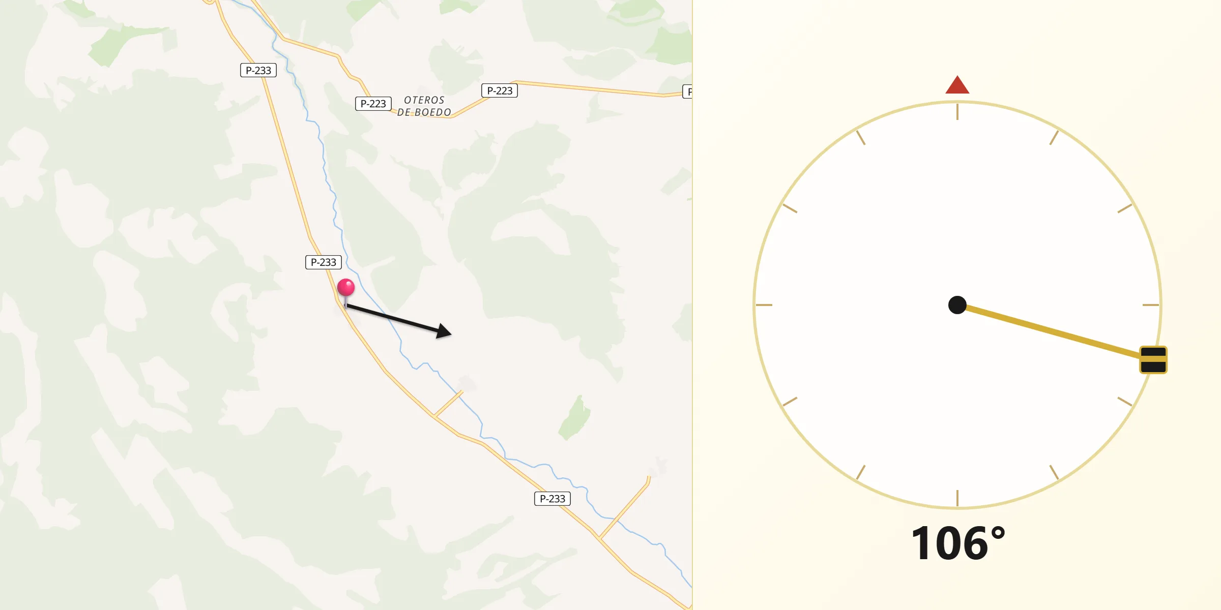 Dirección de la Qibla desde Revilla de Collazos