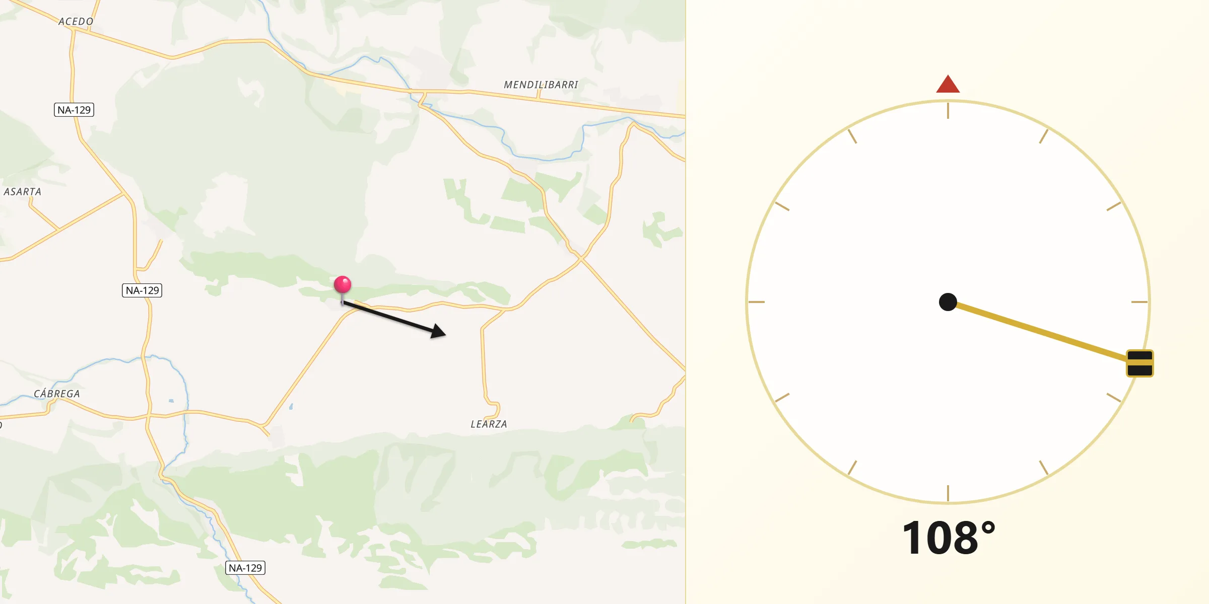 Dirección de la Qibla desde Piedramillera
