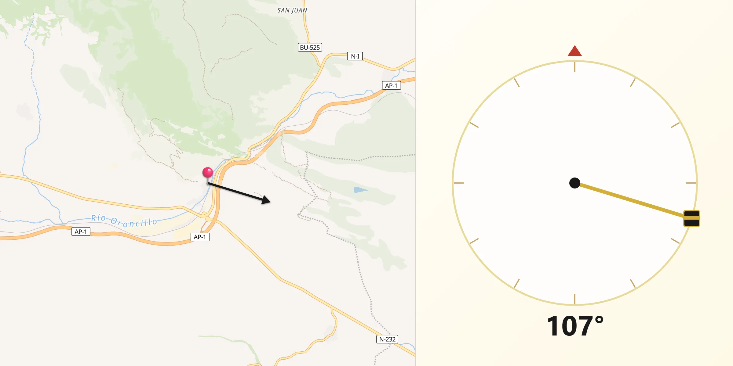 Dirección de la Qibla desde Pancorbo