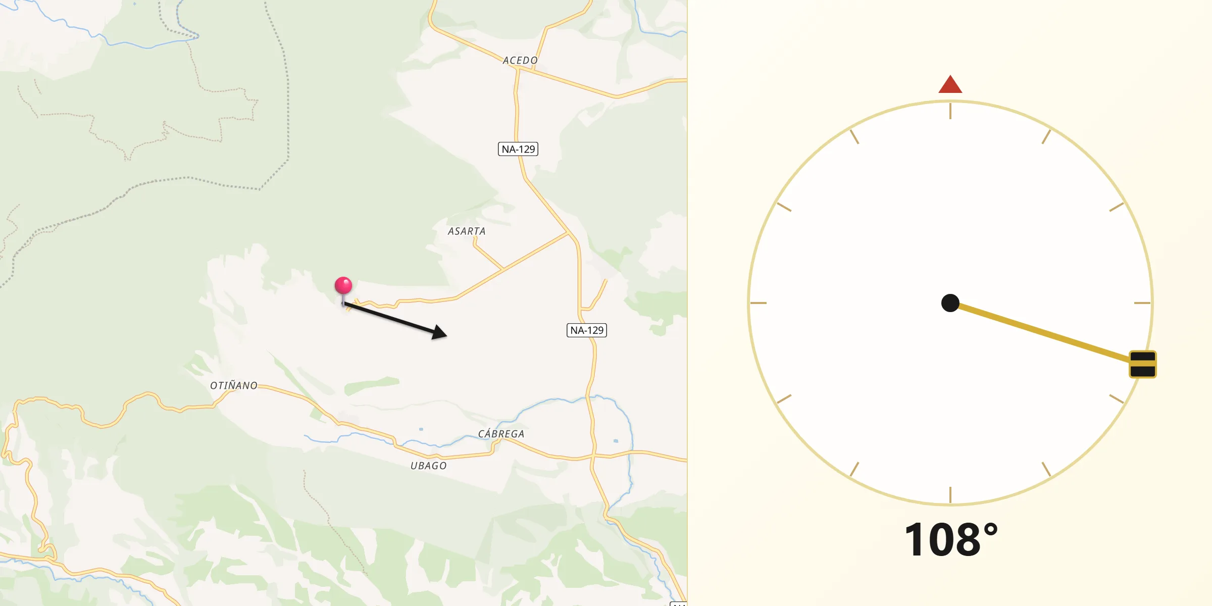 Dirección de la Qibla desde Nazar
