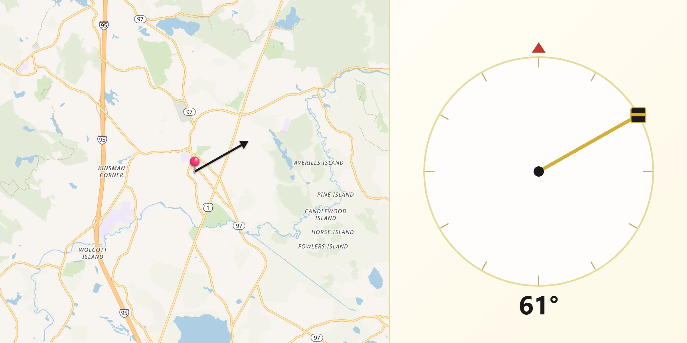 Qibla Direction from Topsfield