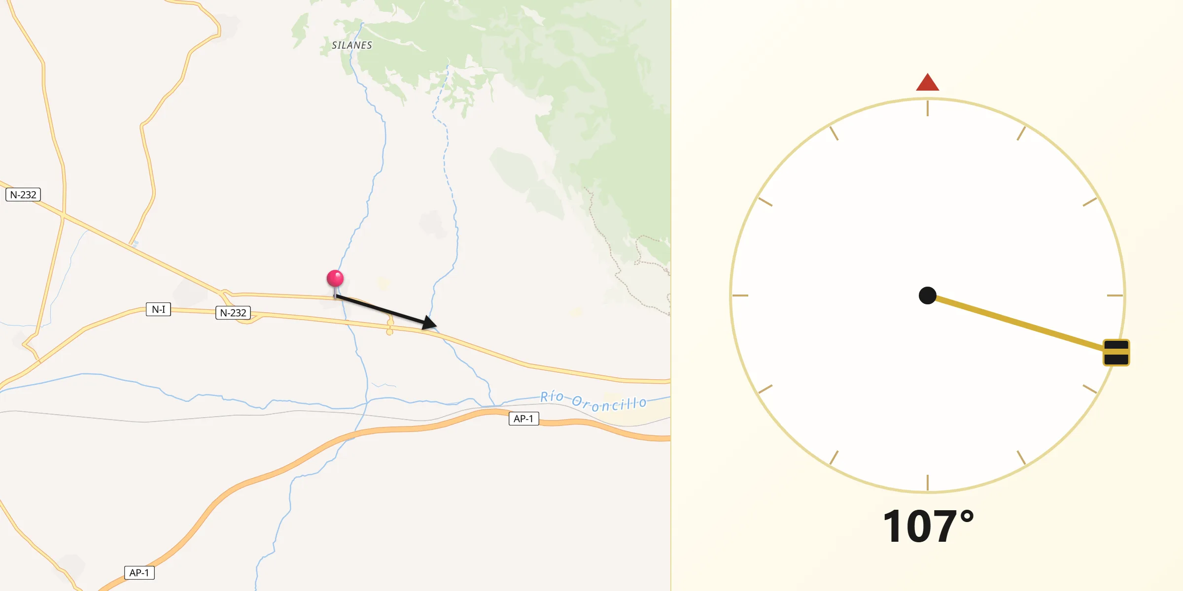 Dirección de la Qibla desde Santa María Rivarredonda