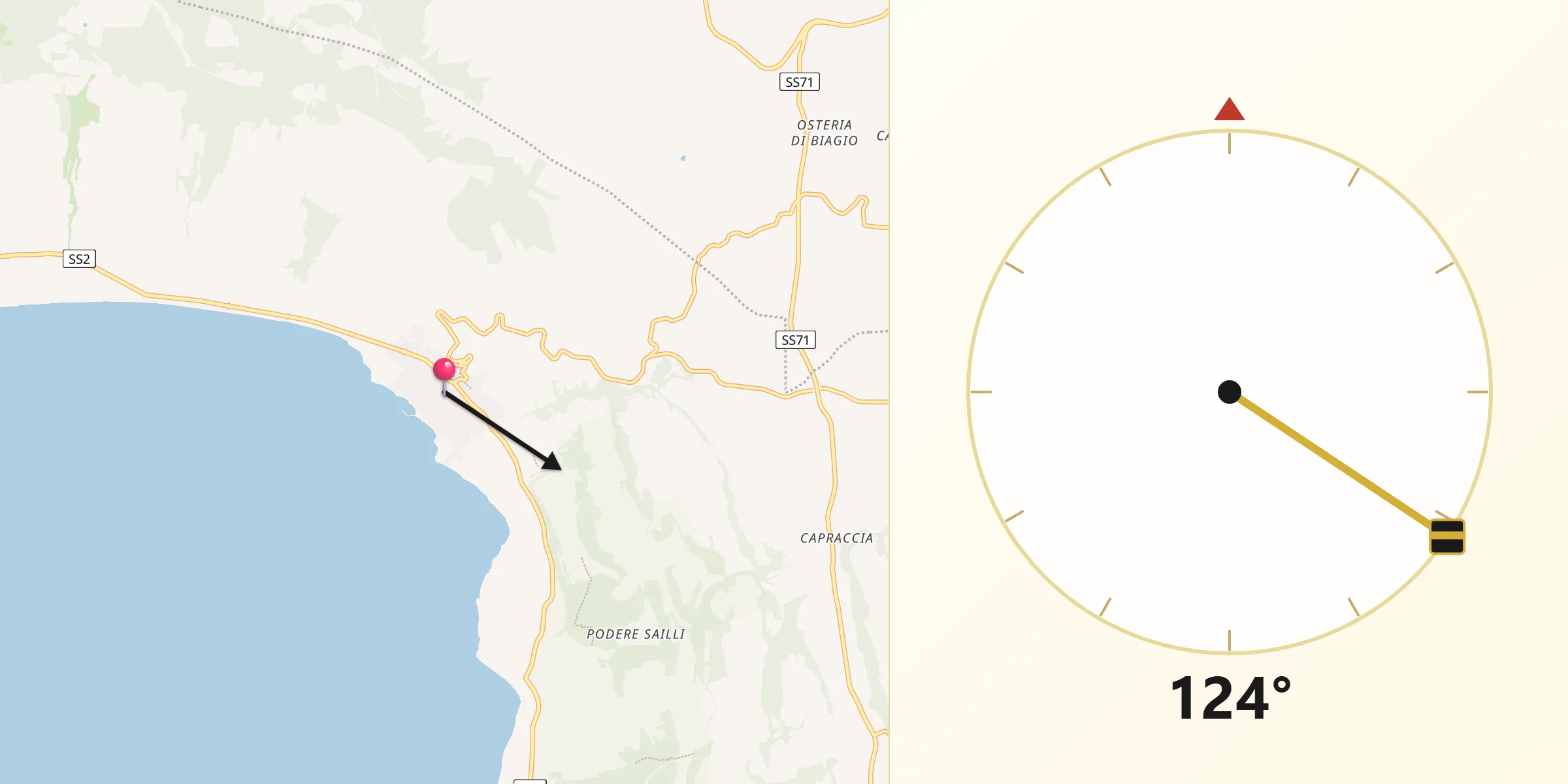 Direzione della Qibla da Bolsena