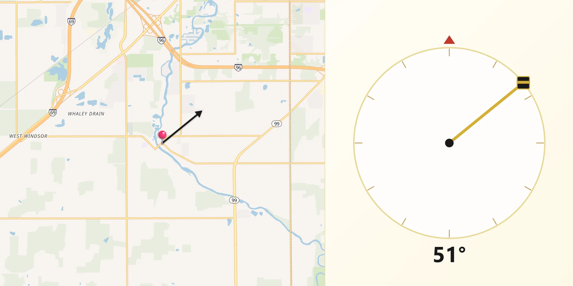 Qibla Direction from Dimondale
