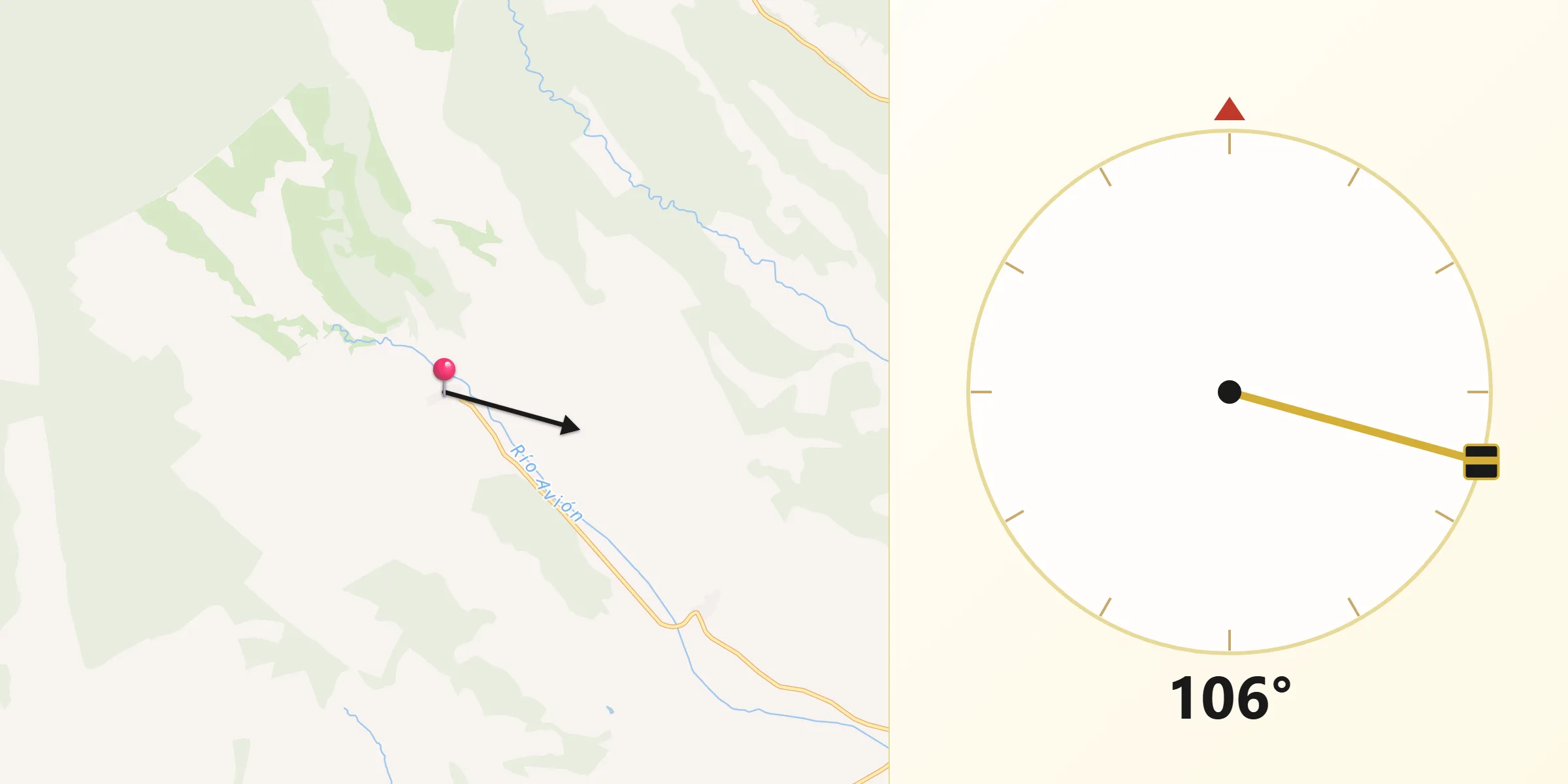 Dirección de la Qibla desde Tabanera de Valdavia