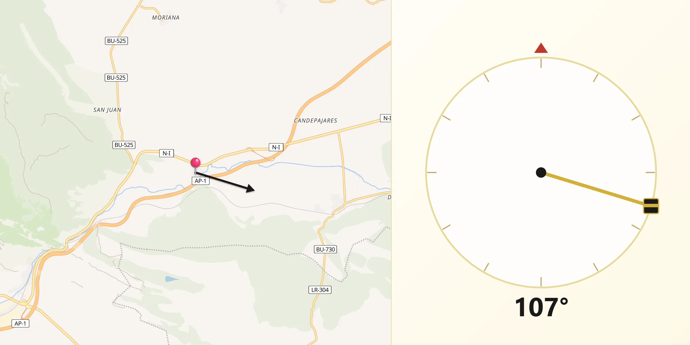 Dirección de la Qibla desde Ameyugo
