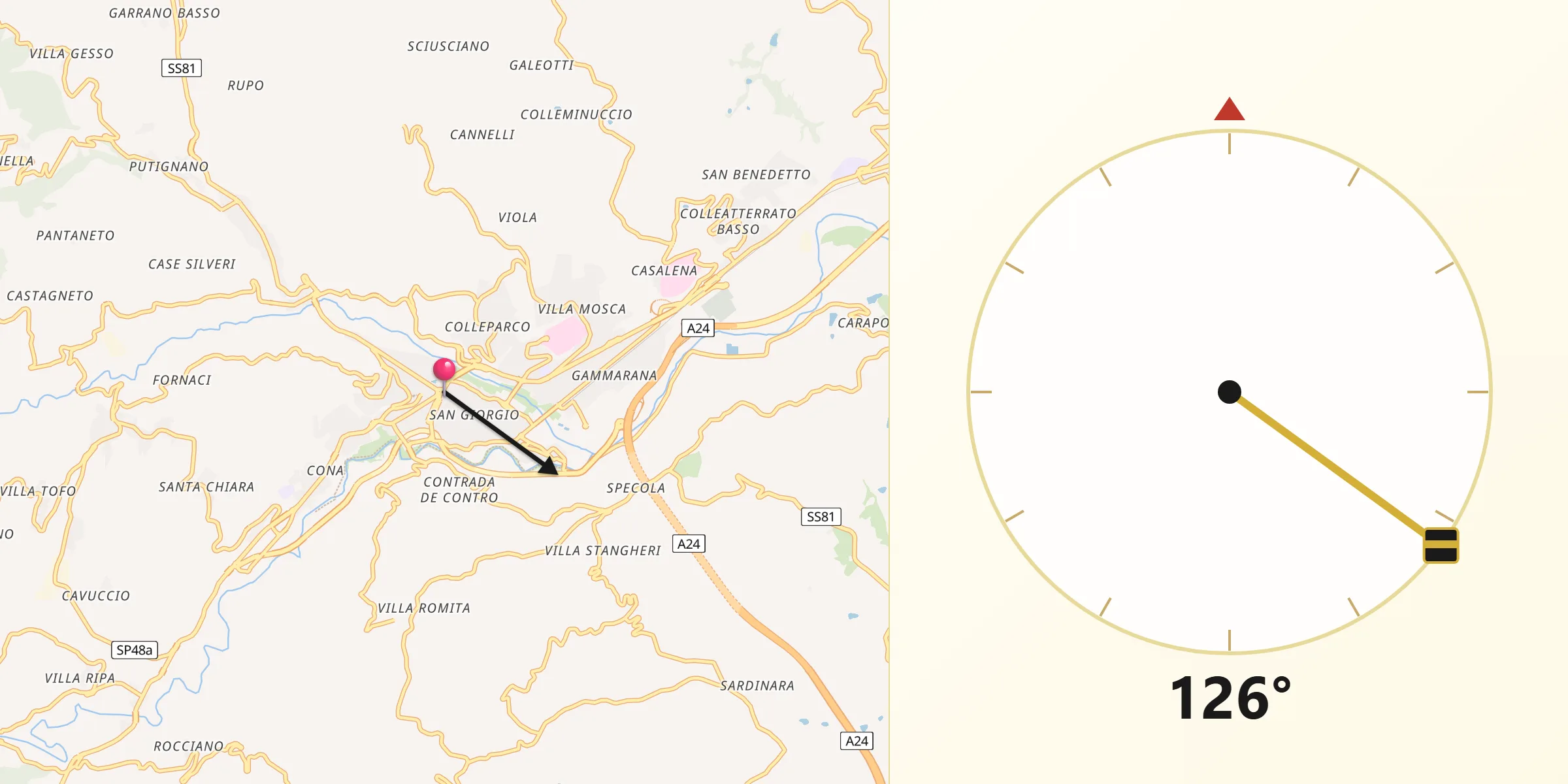 Direzione della Qibla da Teramo
