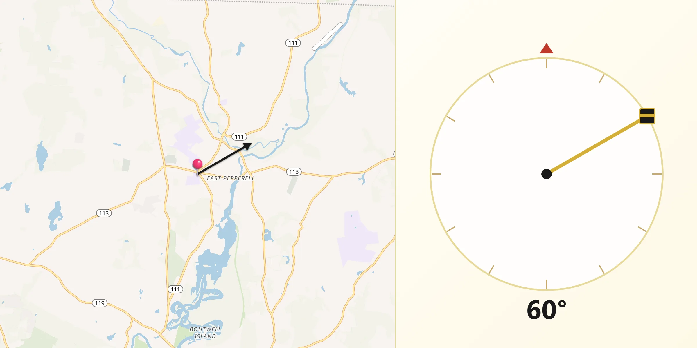 Qibla Direction from Pepperell