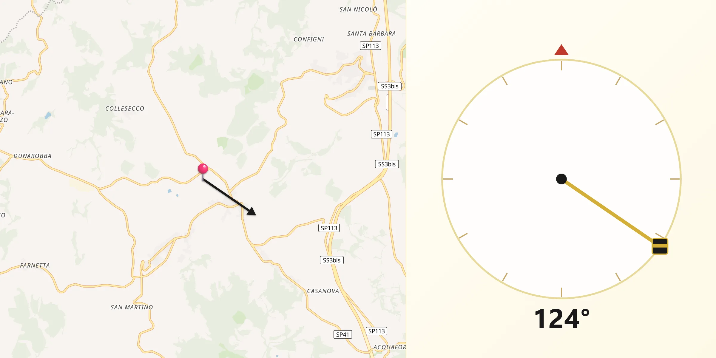 Direzione della Qibla da Casteltodino