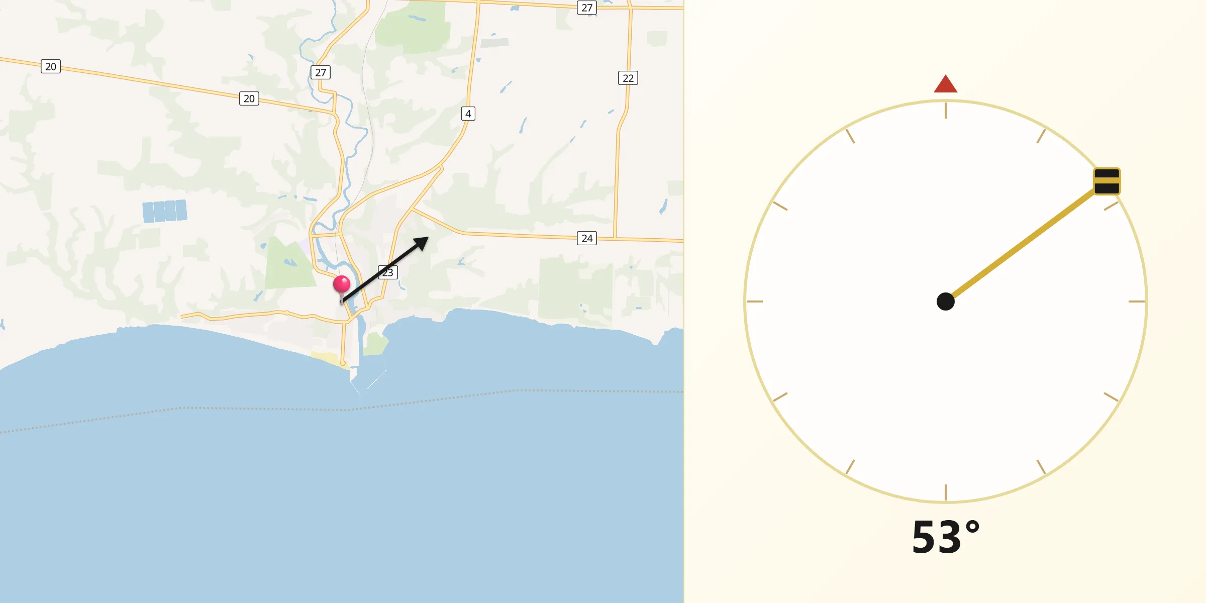 Qibla Direction from Port Stanley
