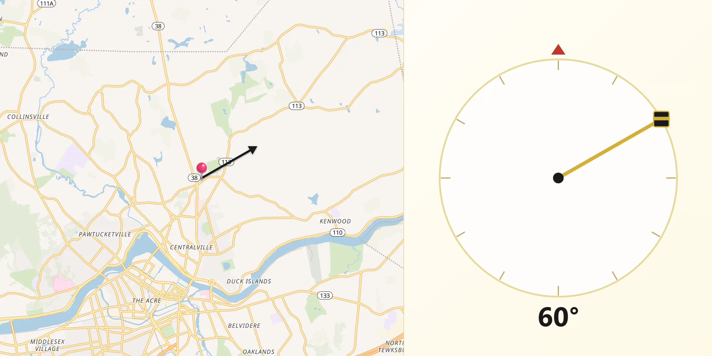 Qibla Direction from Dracut