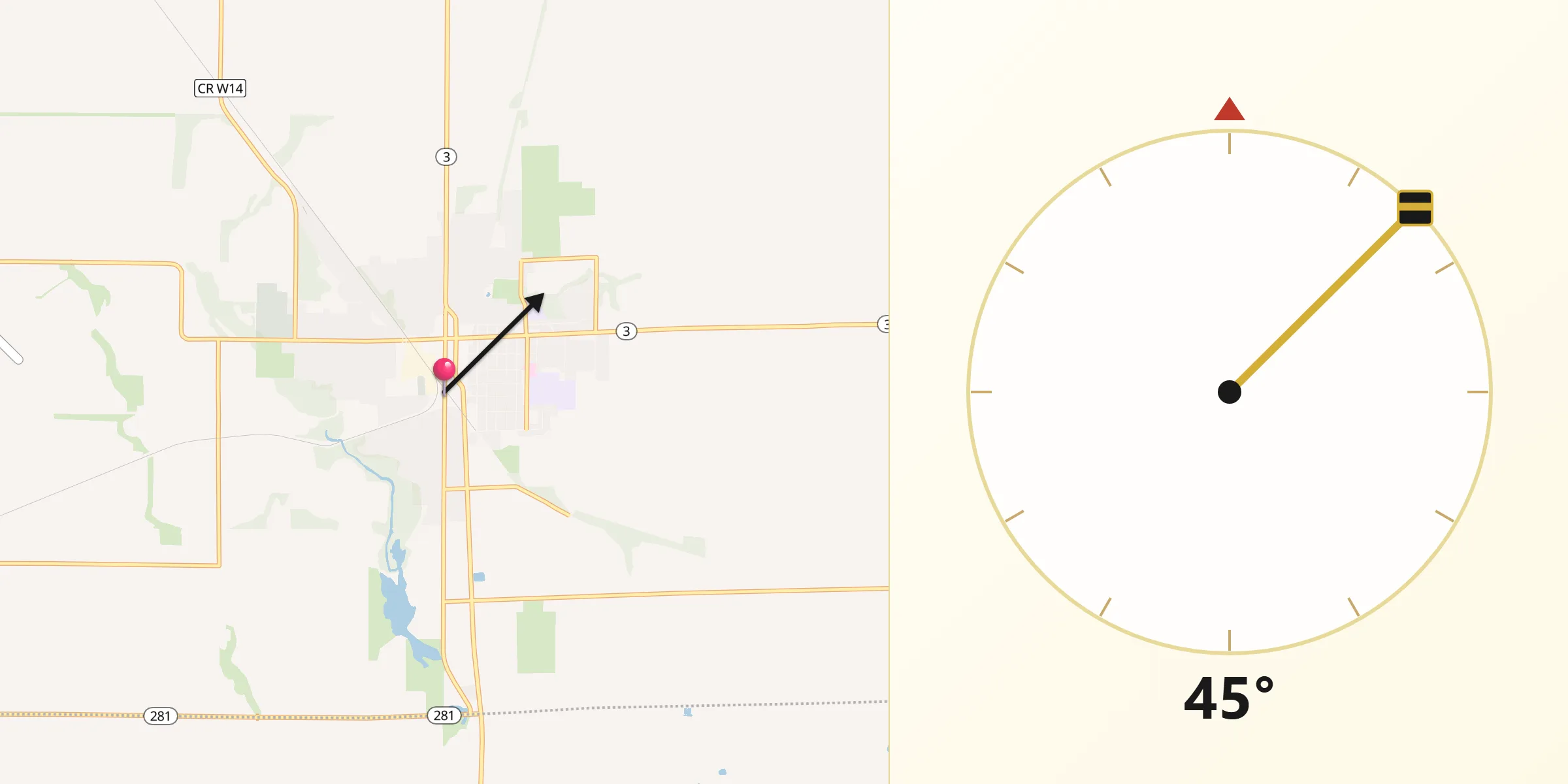 Qibla Direction from Oelwein