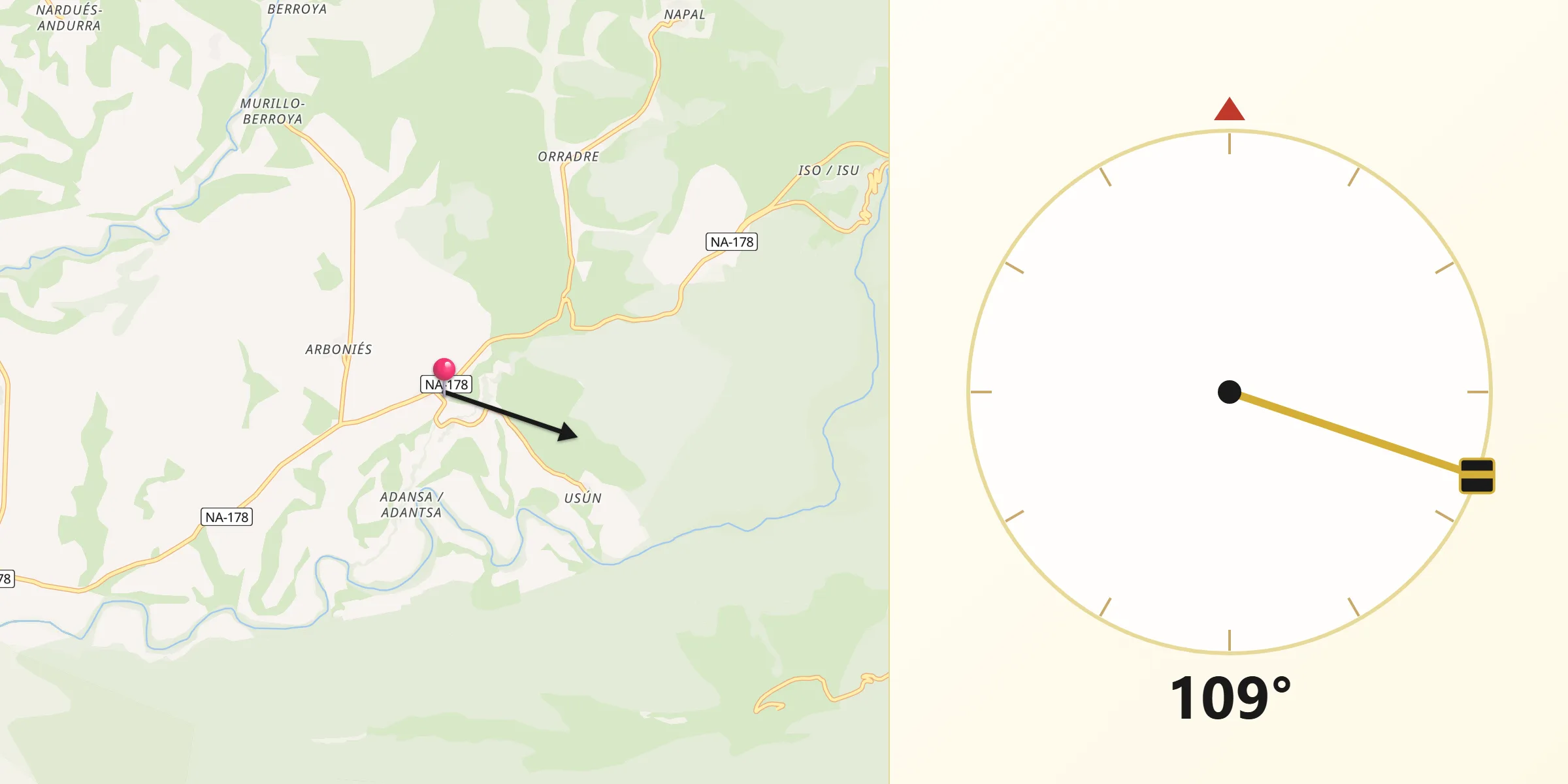 Dirección de la Qibla desde Romanzado