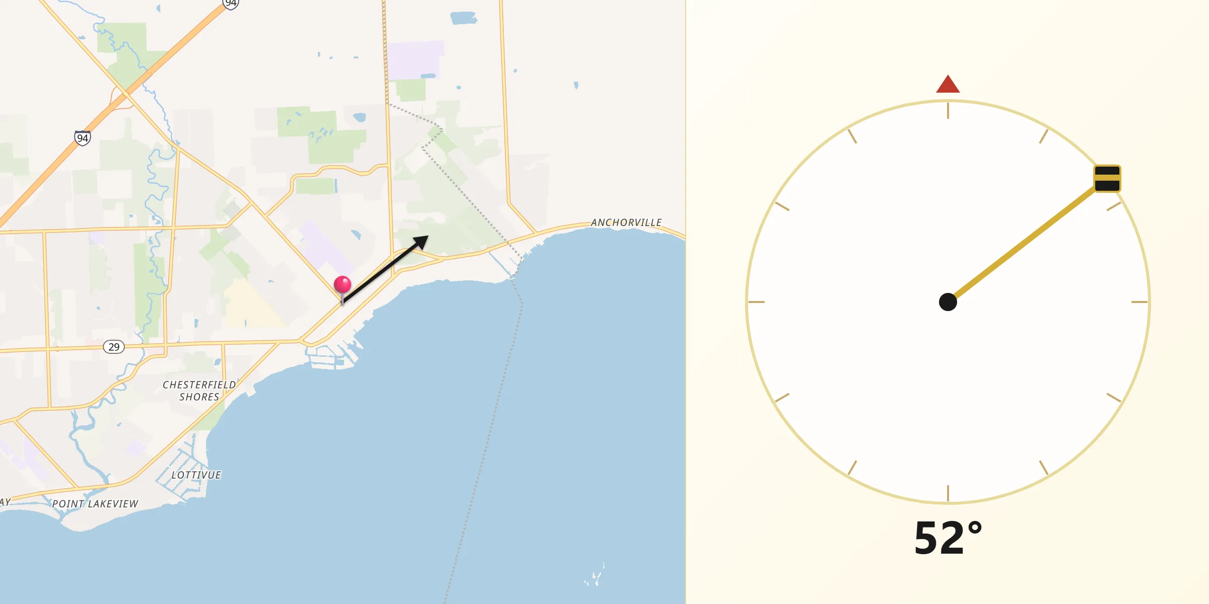 Qibla Direction from New Baltimore