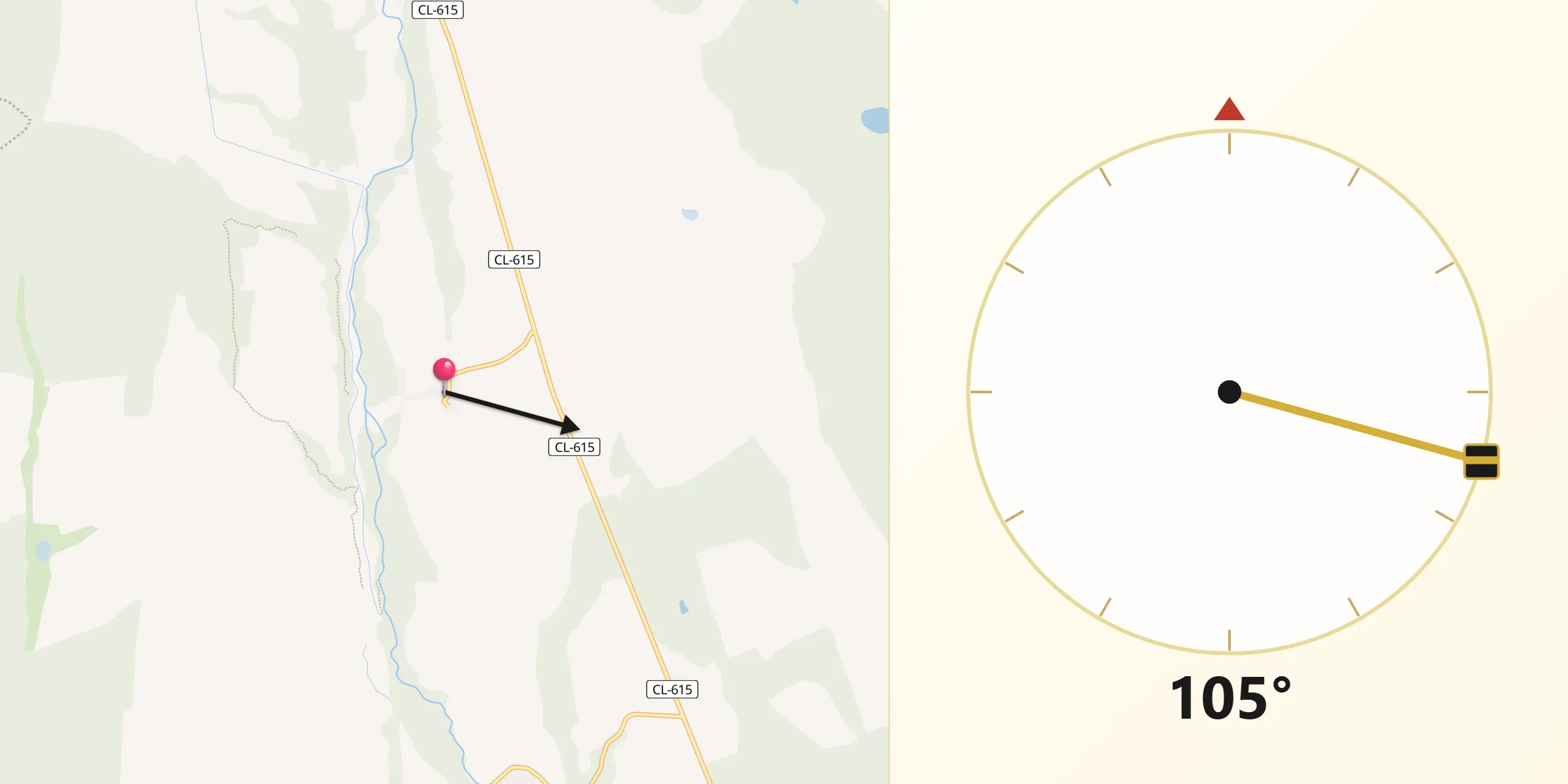 Dirección de la Qibla desde Fresno del Río