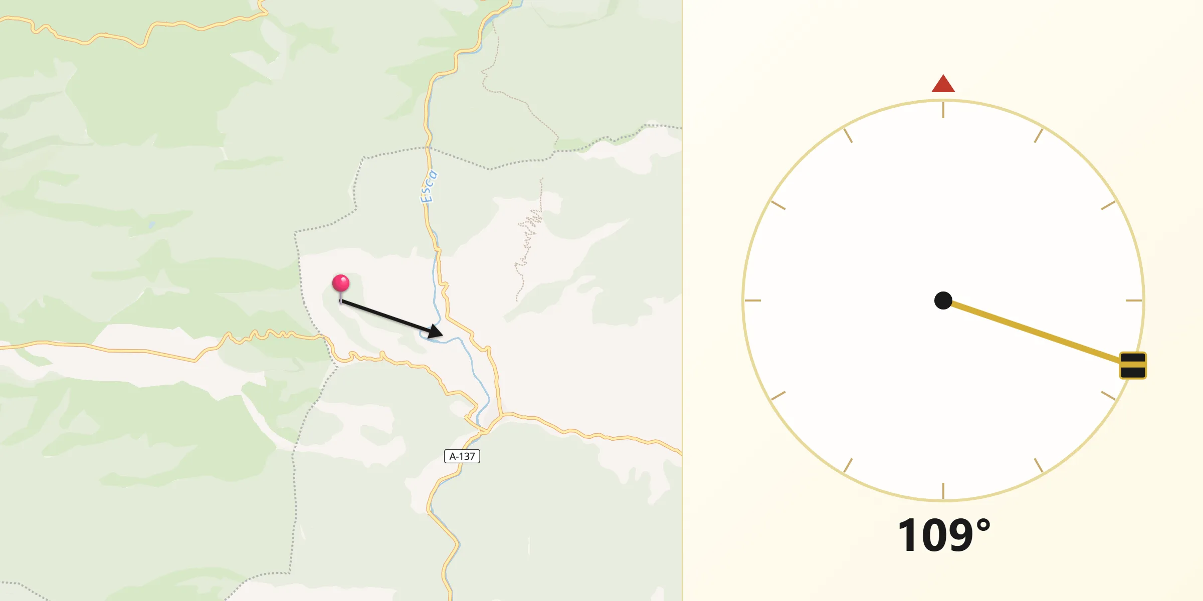 Dirección de la Qibla desde Castillonuevo