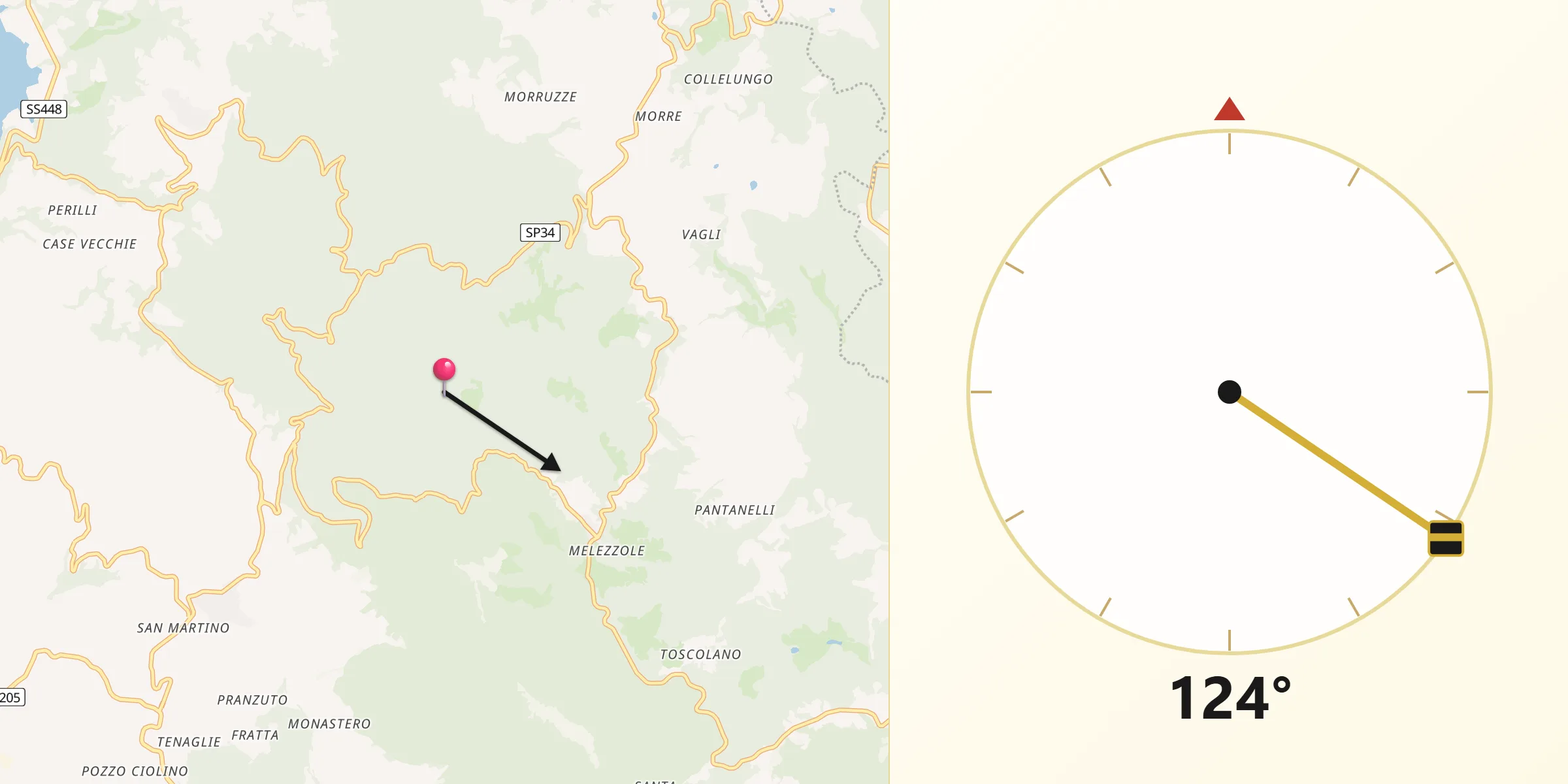 Direzione della Qibla da Provincia di Terni