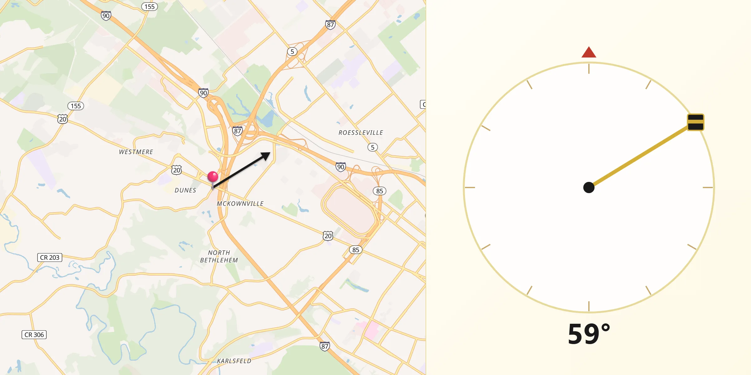 Qibla Direction from McKownville