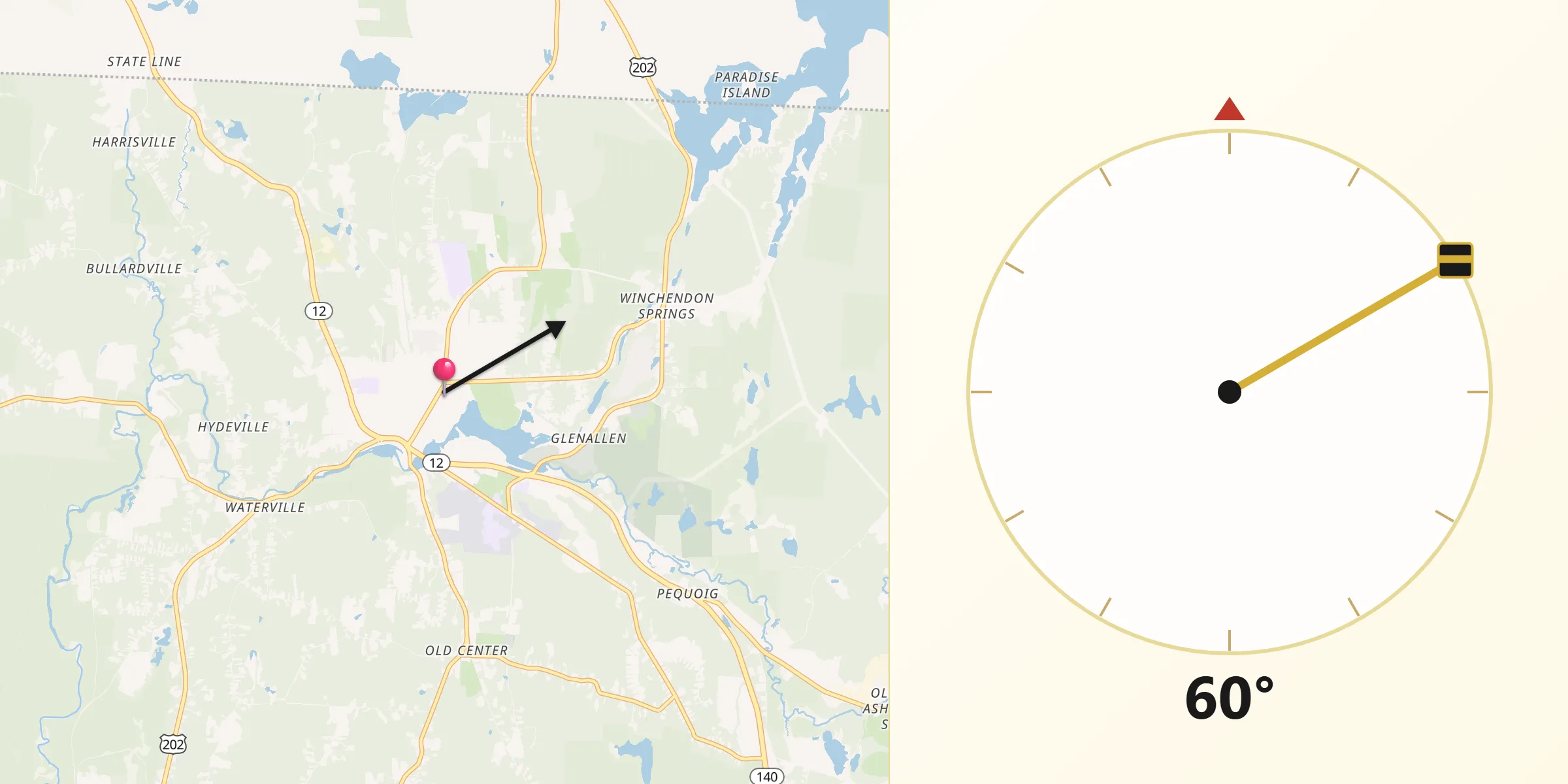 Qibla Direction from Winchendon