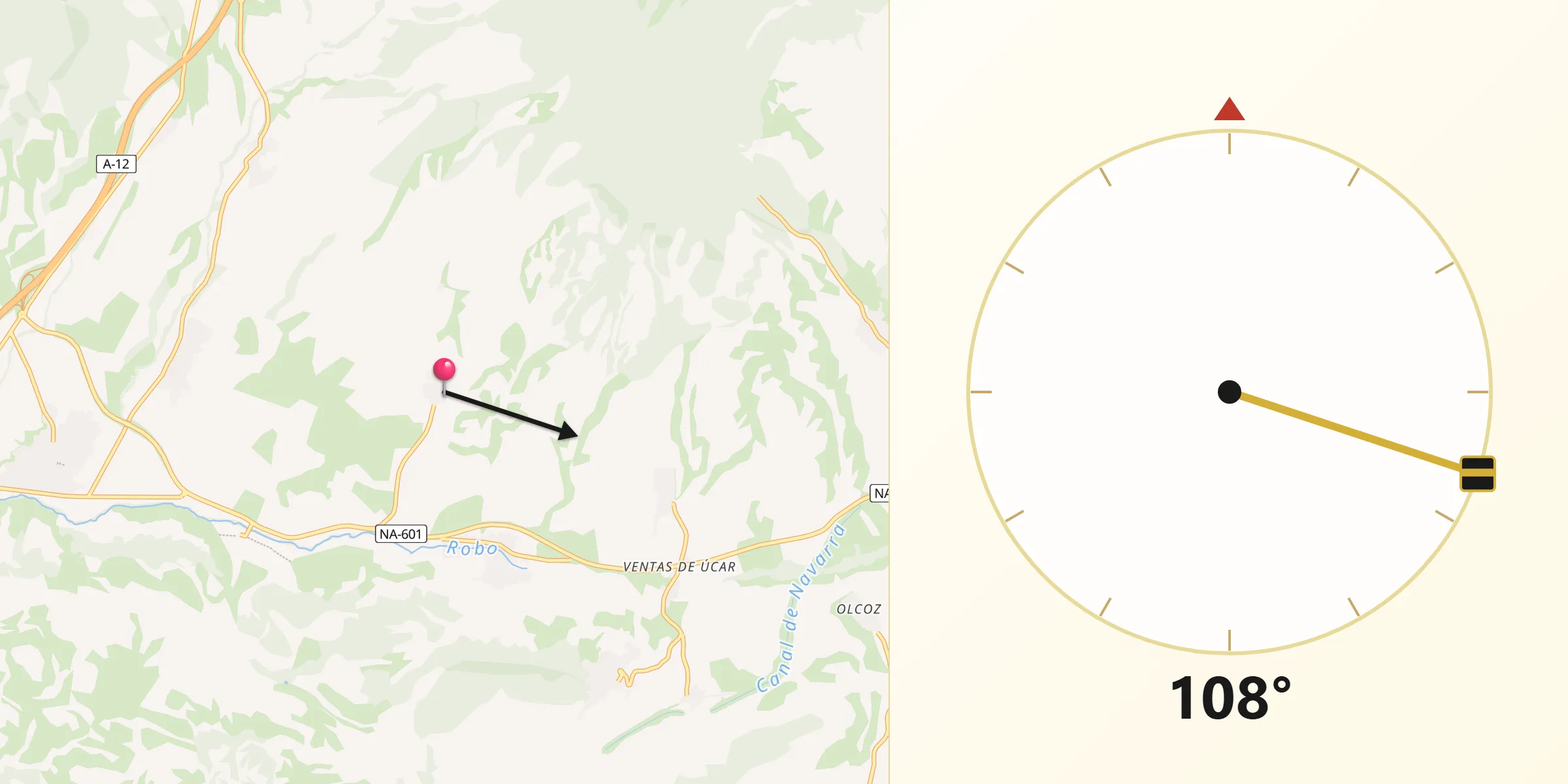 Dirección de la Qibla desde Adiós