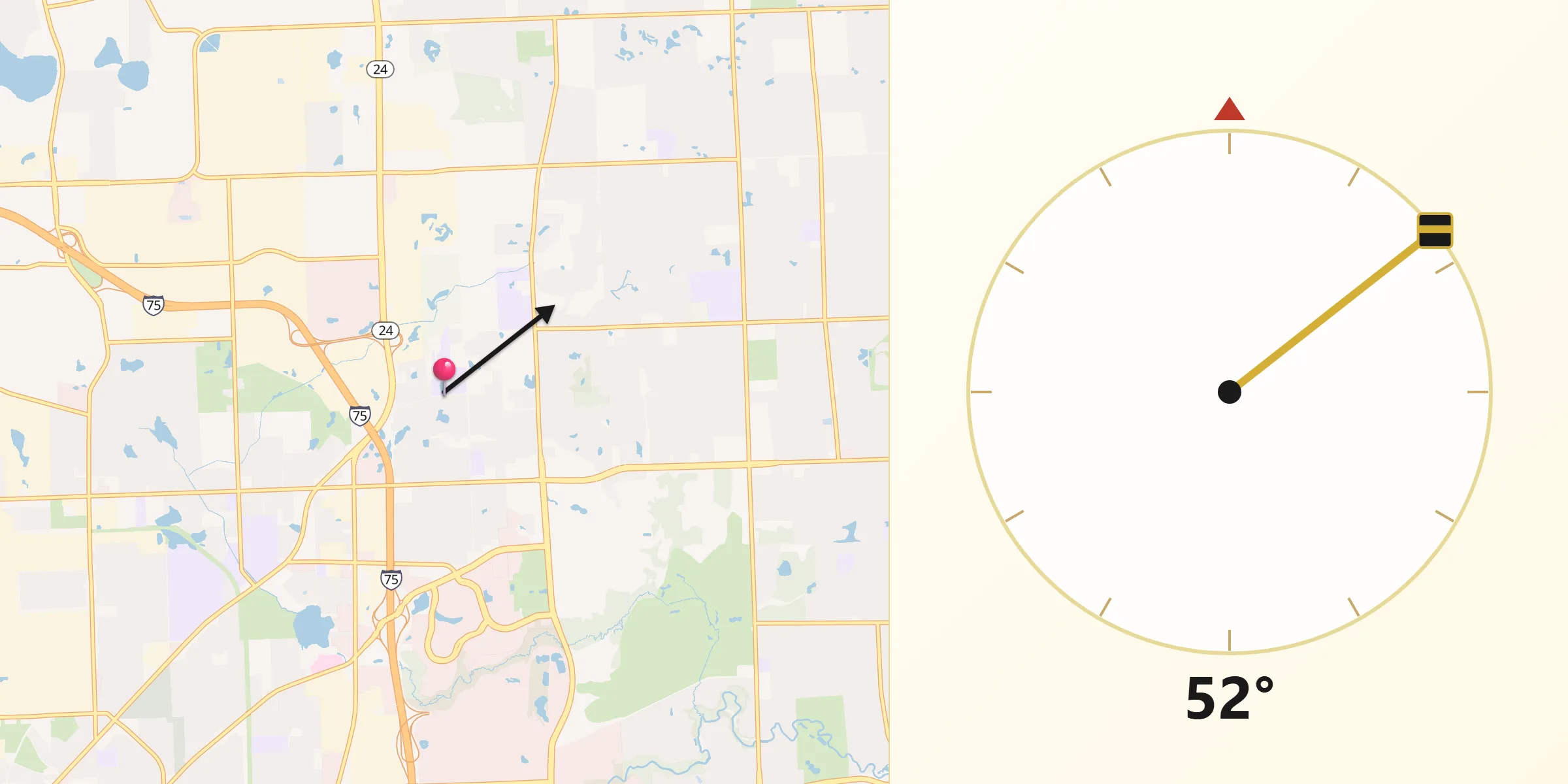 Qibla Direction from Auburn Hills