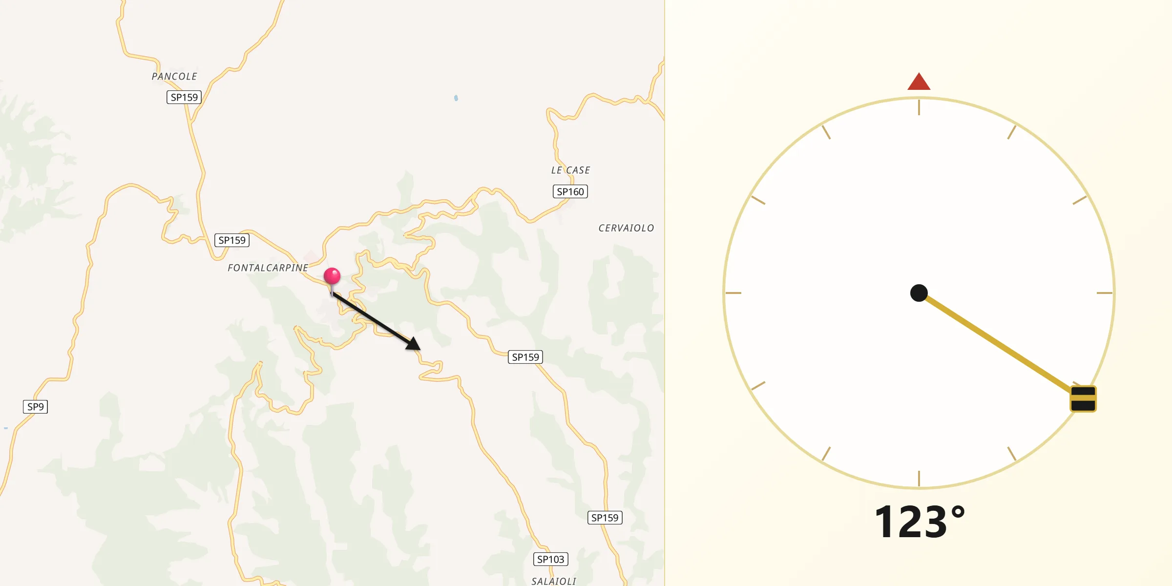 Direzione della Qibla da Scansano