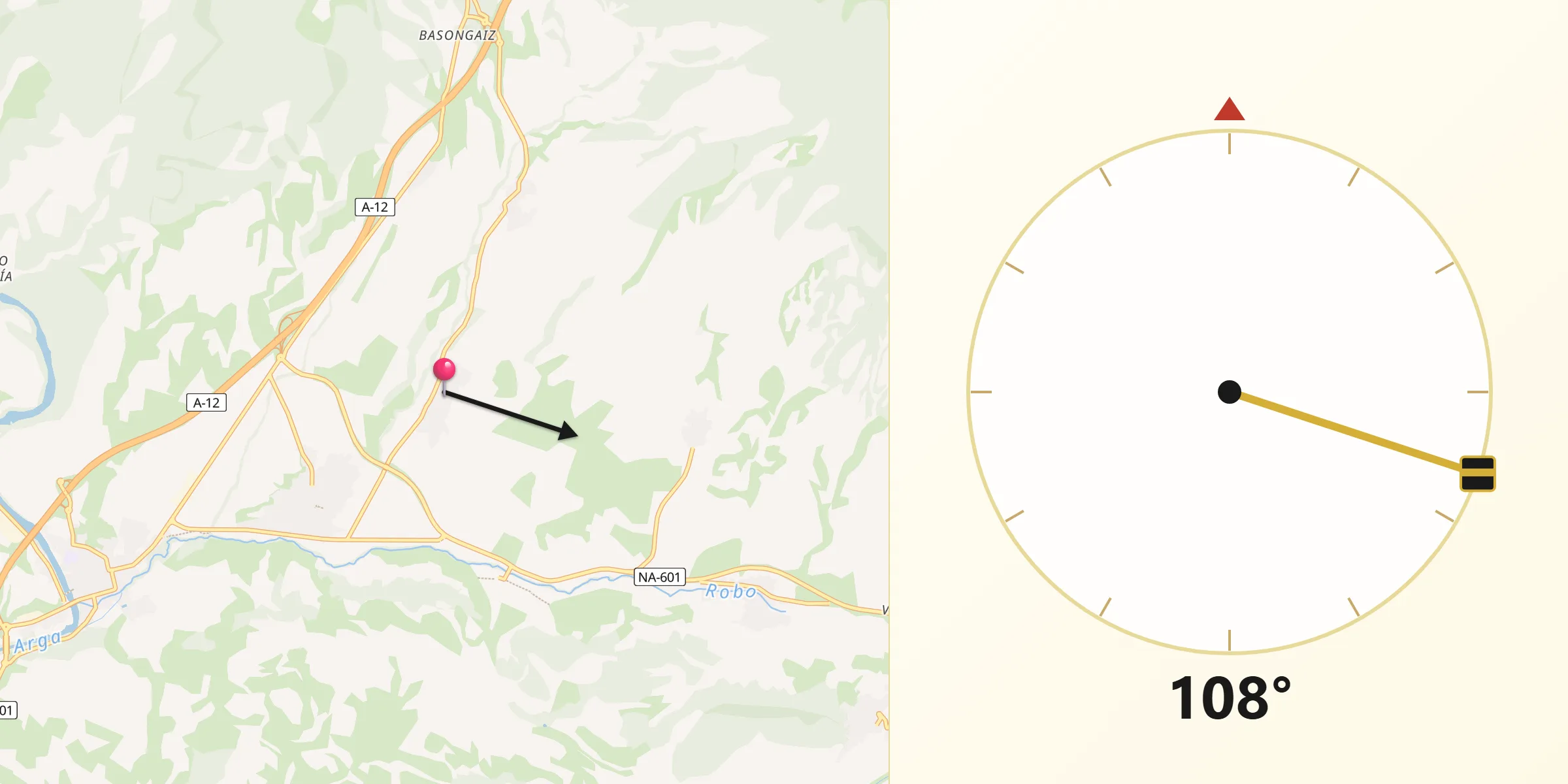 Dirección de la Qibla desde Muruzábal