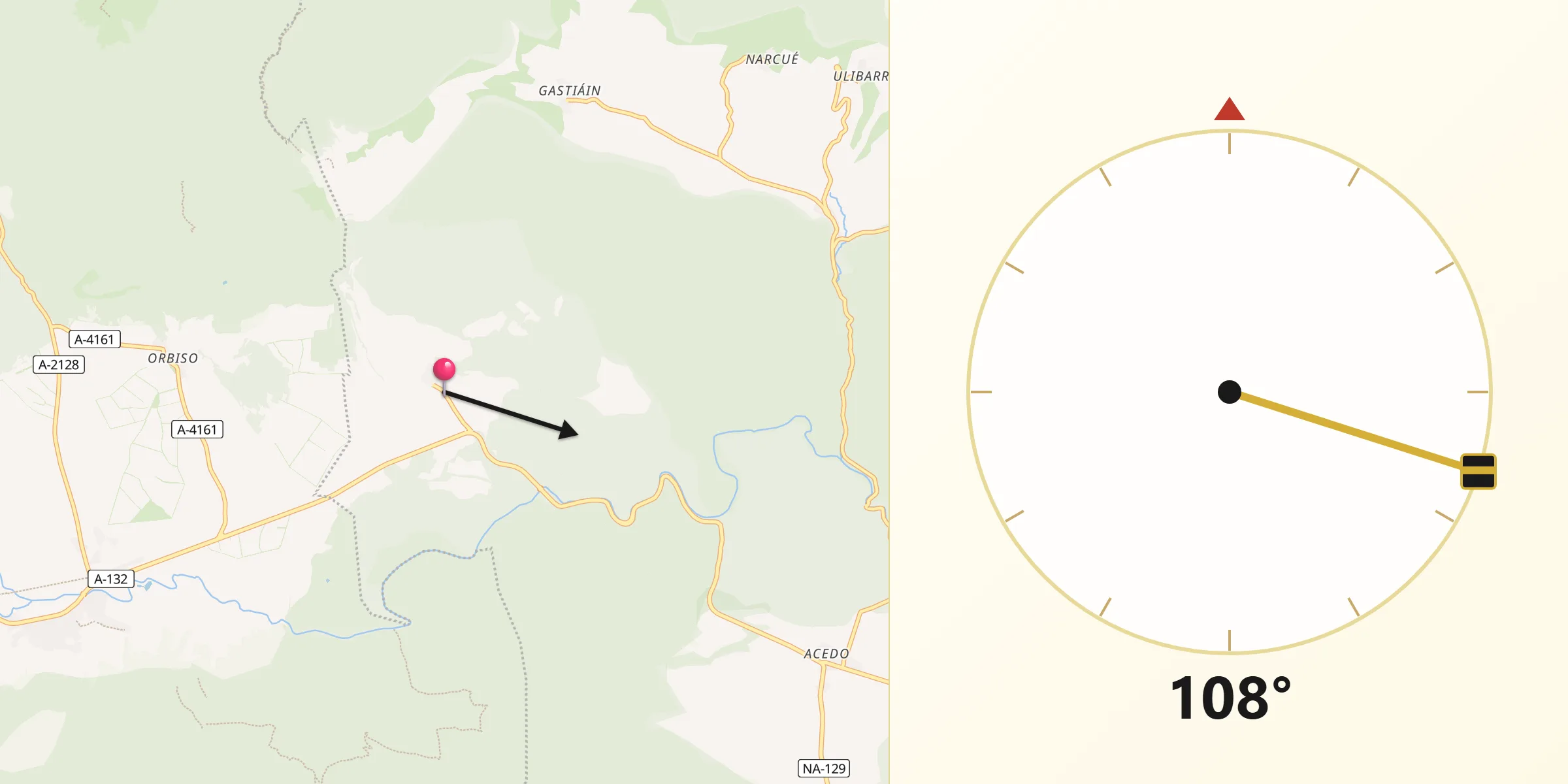 Dirección de la Qibla desde Zúñiga