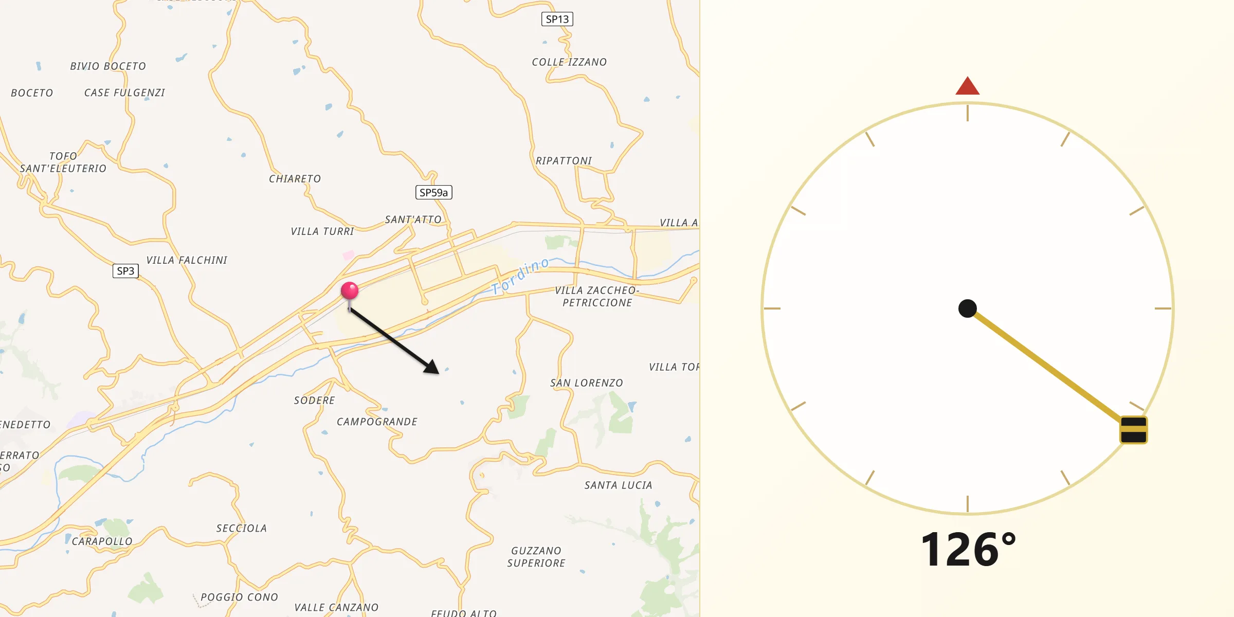 Direzione della Qibla da San Nicolò a Tordino