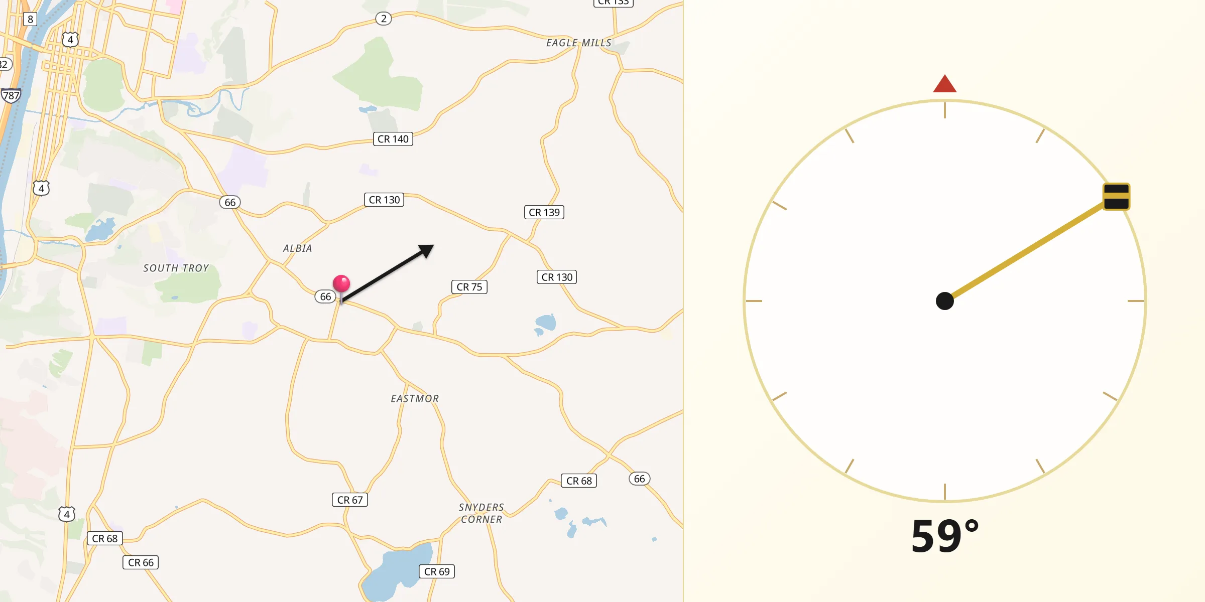 Qibla Direction from Wynantskill