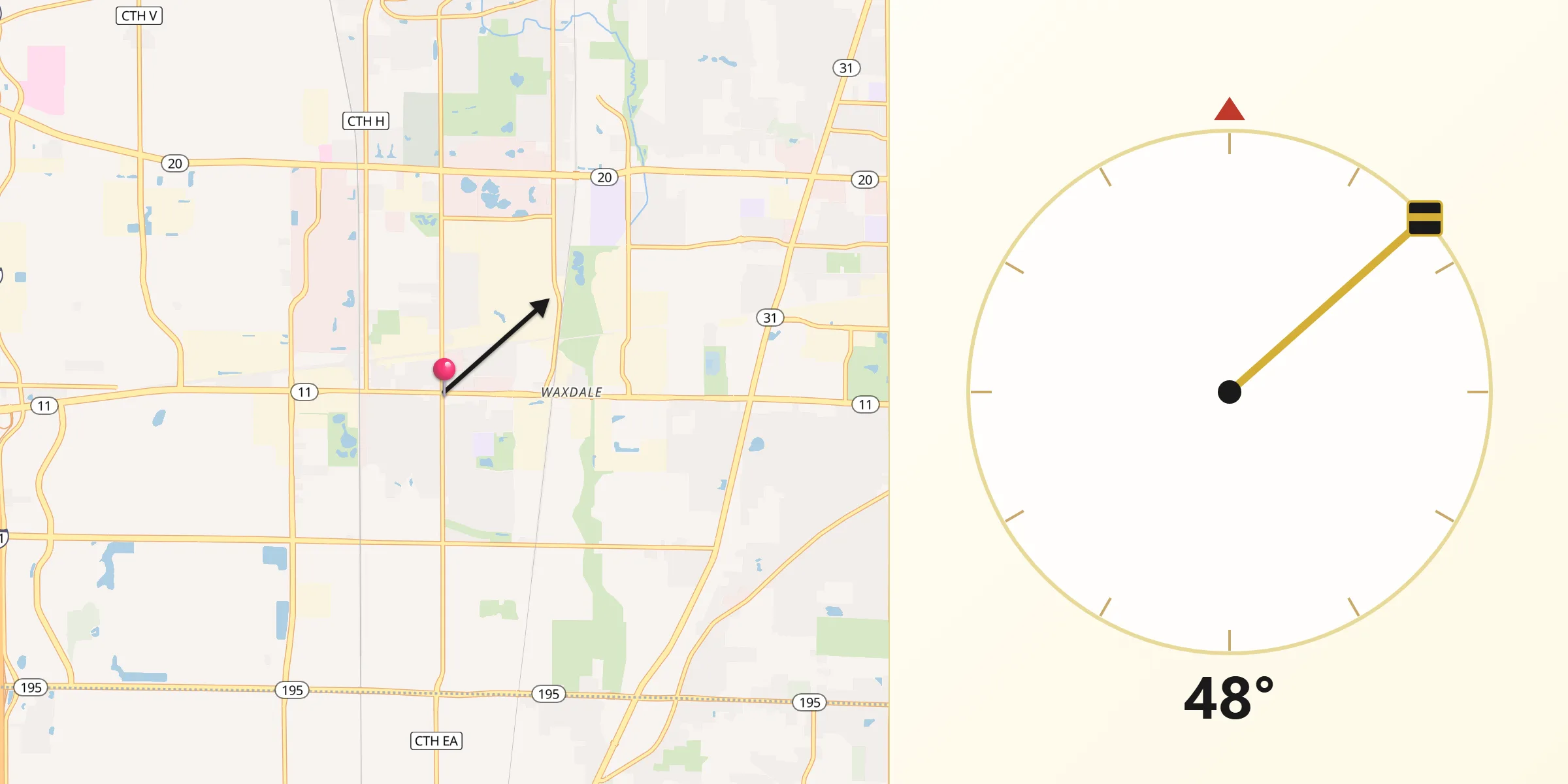 Qibla Direction from Sturtevant