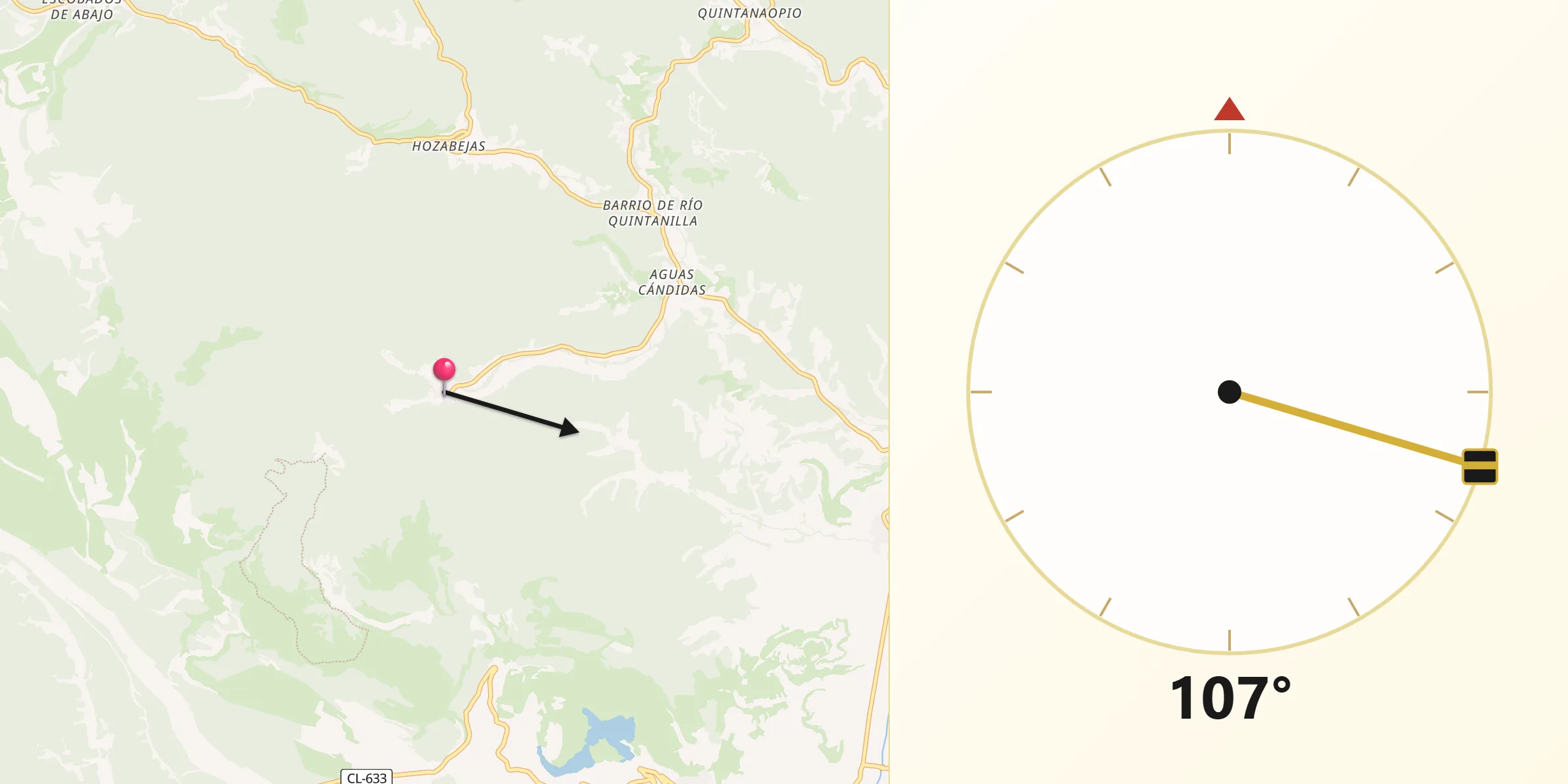 Dirección de la Qibla desde Padrones de Bureba