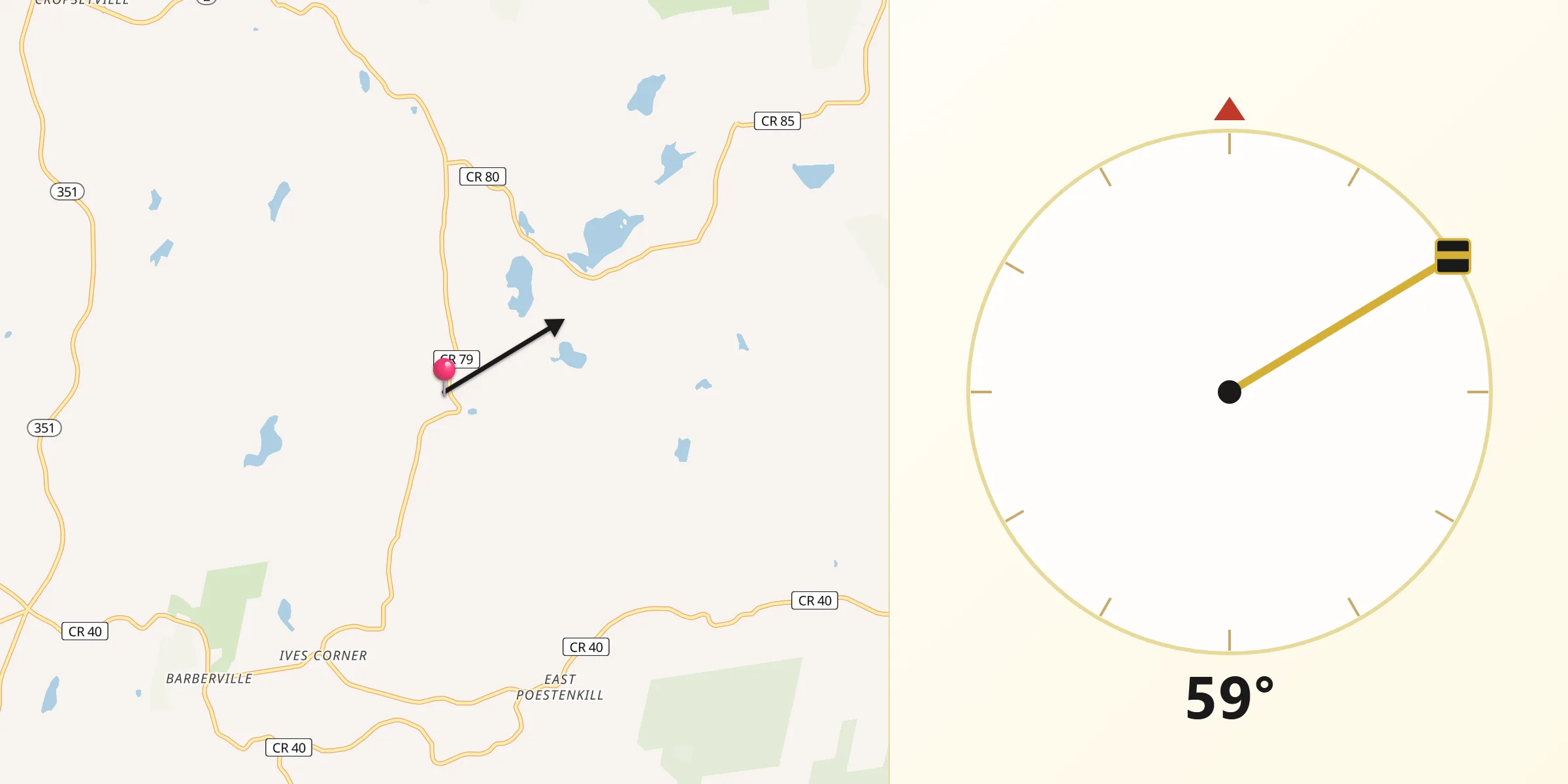 Qibla Direction from Rensselaer County