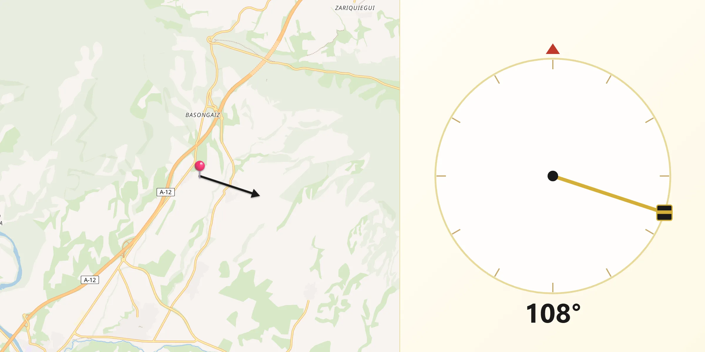 Dirección de la Qibla desde Legarda