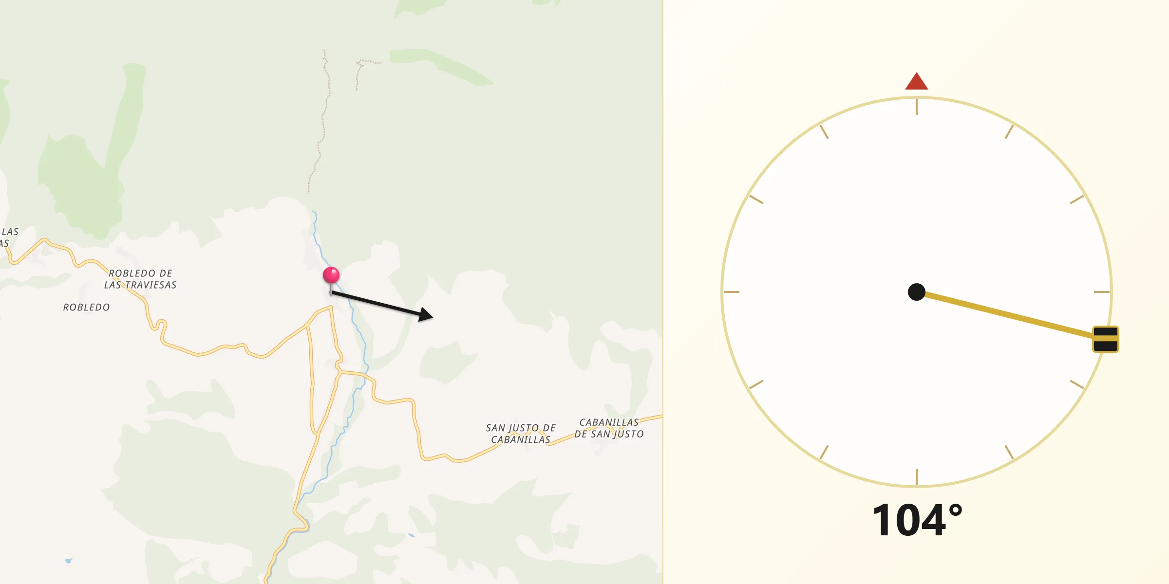 Dirección de la Qibla desde Noceda del Bierzo